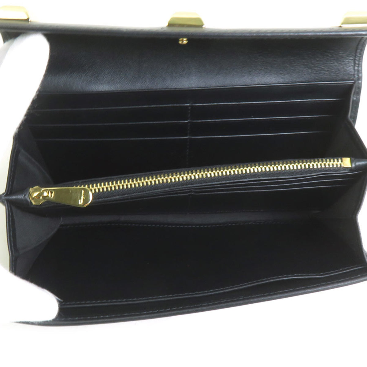 Salvatore Ferragamo Black Leather Long Wallet (Bi-Fold) (Pre-Owned)
