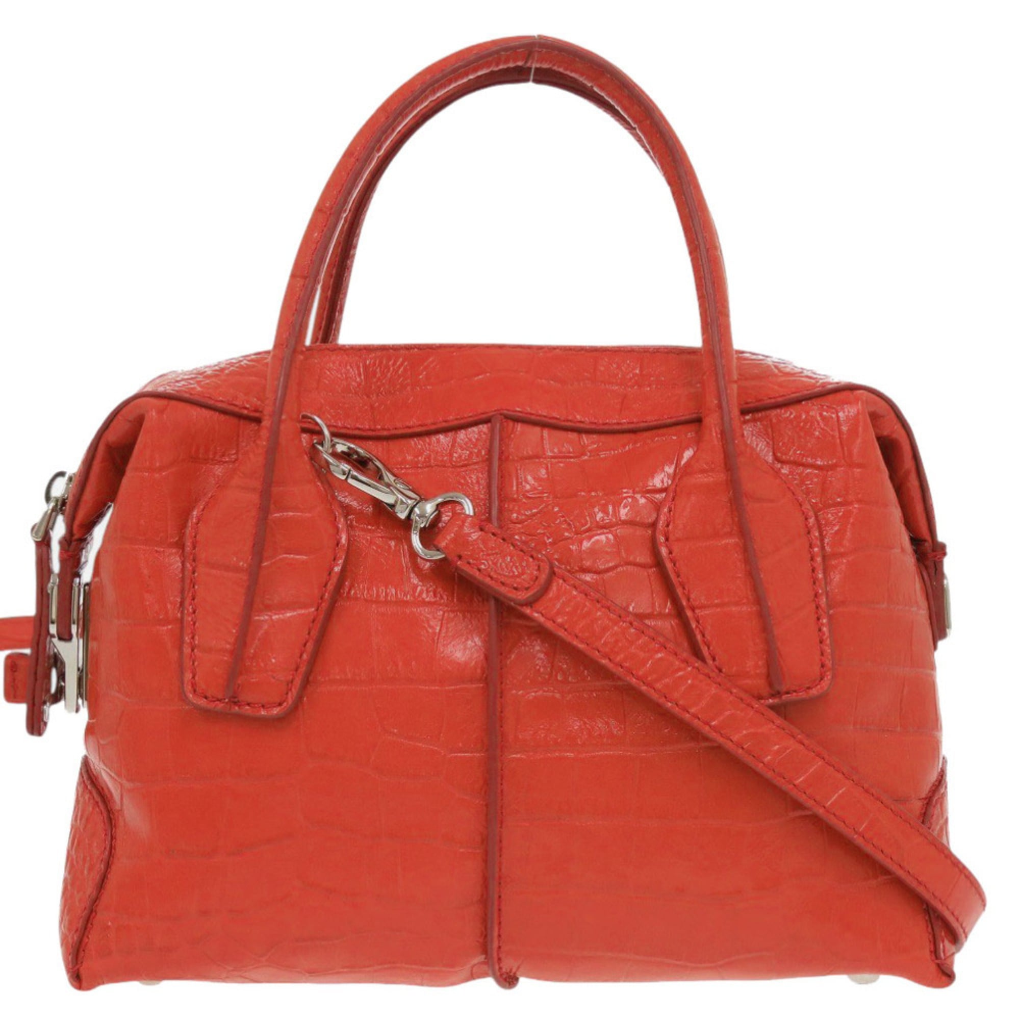 Tod's Red Color Leather Handbag (Pre-Owned)