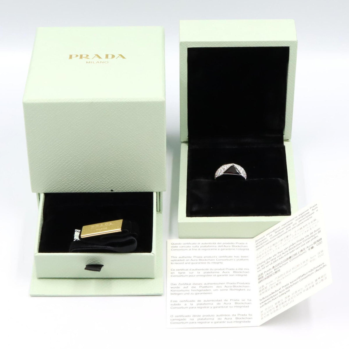 Prada Silver Clear White Gold (18K) Band Ring (Pre-Owned)
