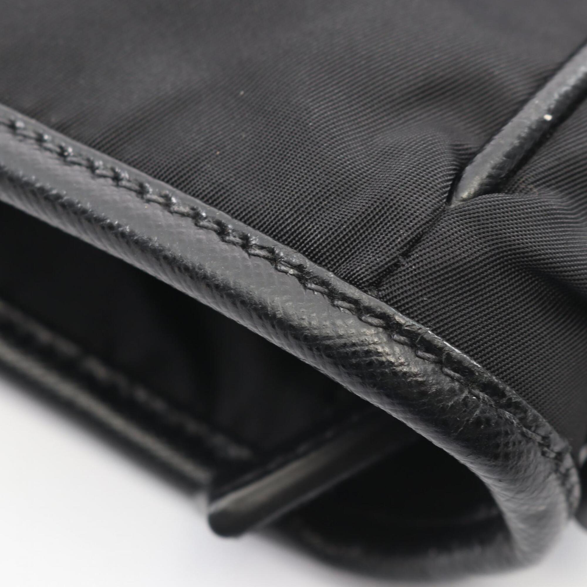 Prada Black Nylon Leather Handbag (Pre-Owned)