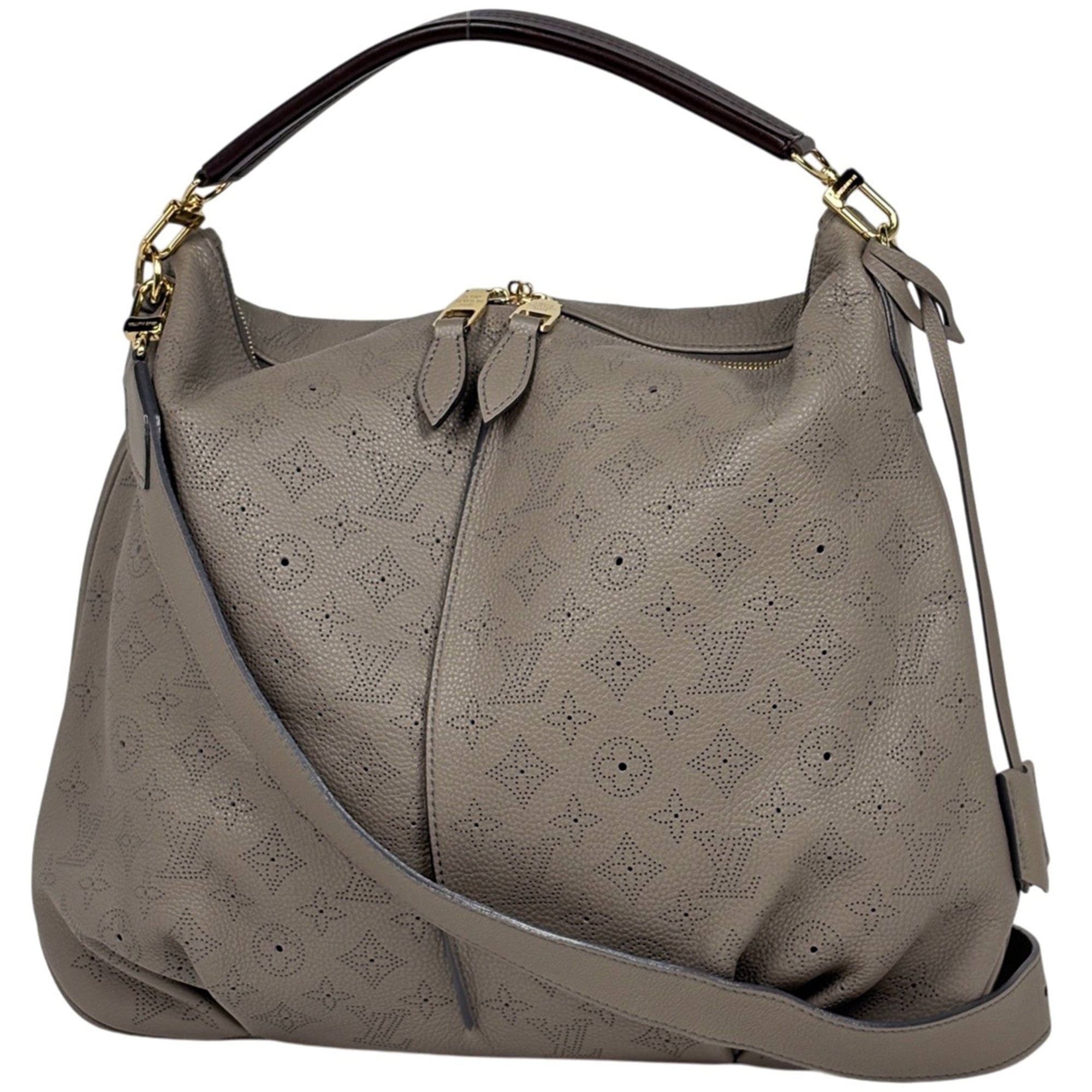 Louis Vuitton Mahina Taupe Mahina Leather Handbag (Pre-Owned)