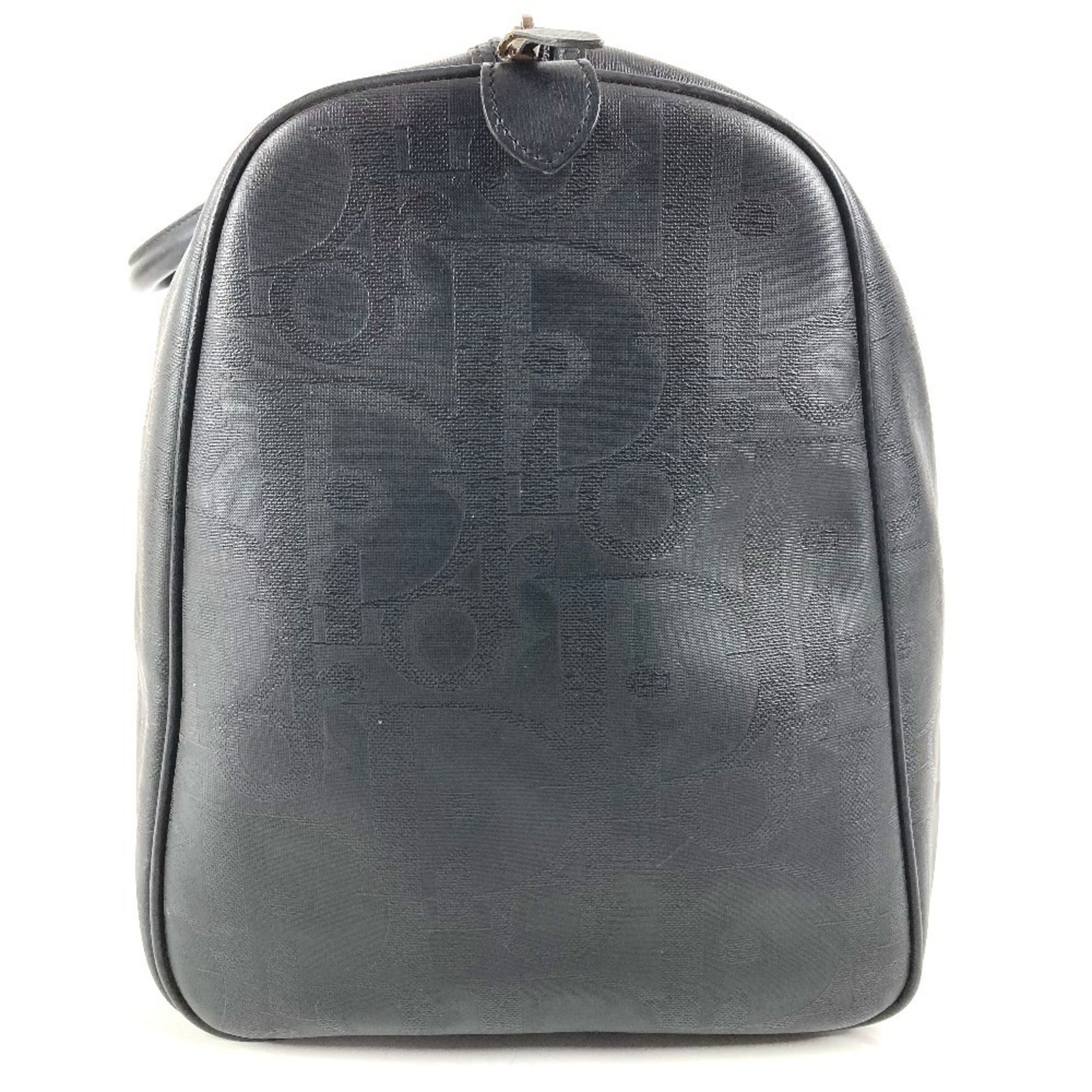 Christian Dior Black Pvc Leather Boston Bag Handbag (Pre-Owned)