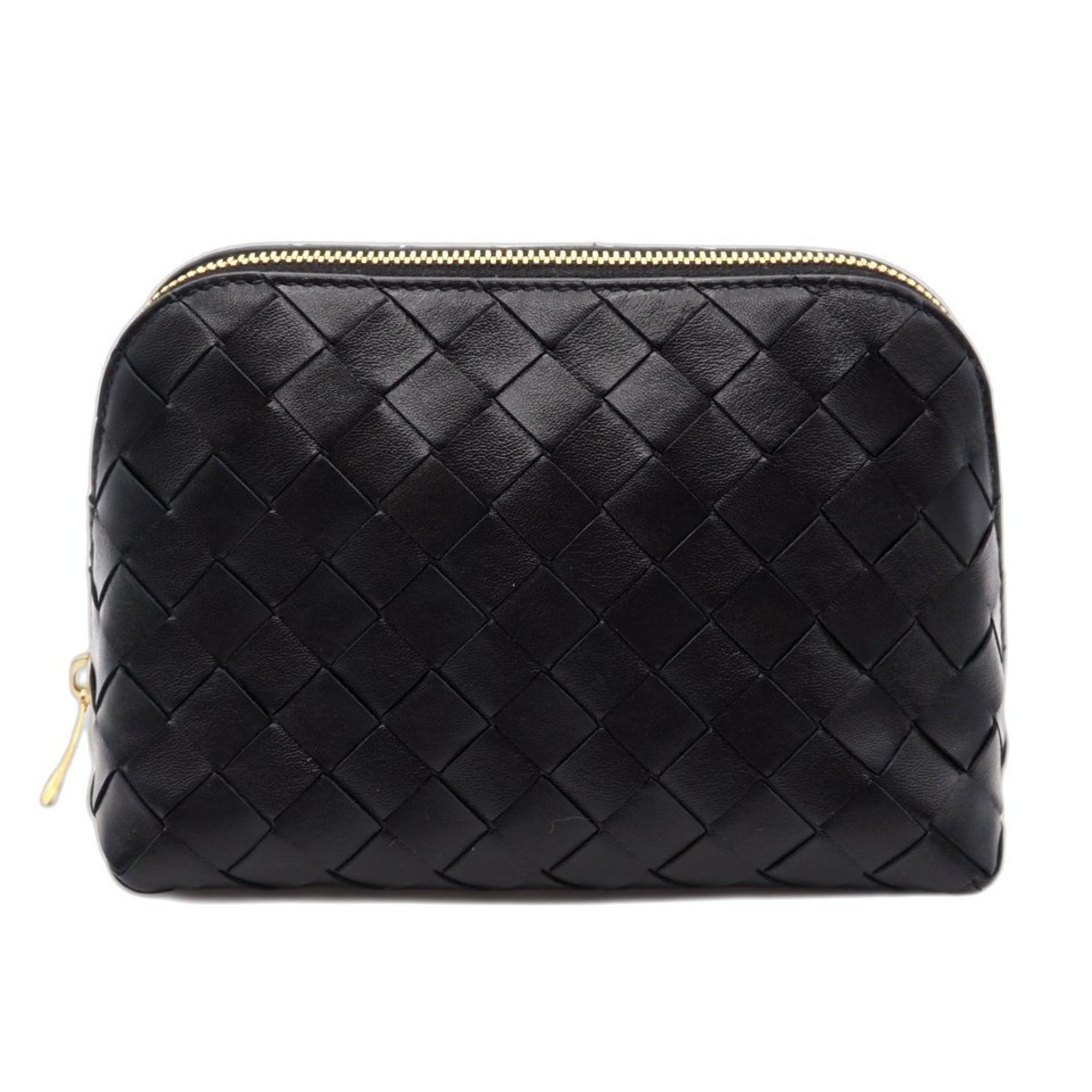 Bottega Veneta Black Intrecciato Leather Pouch (Pre-Owned)