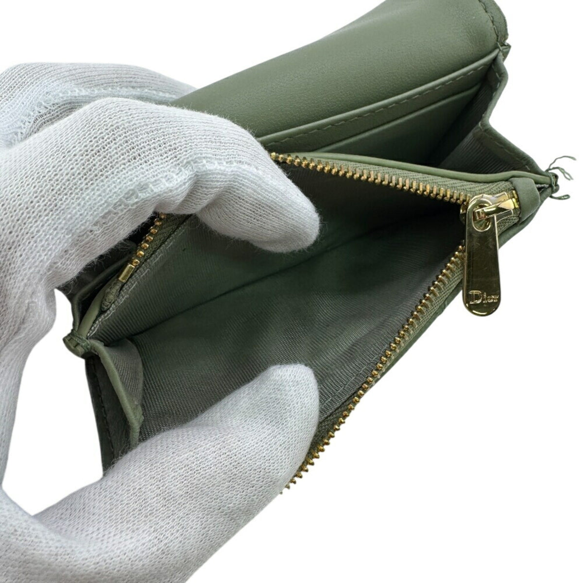 Christian Dior Green Leather Wallet (Bi-Fold) (Pre-Owned)