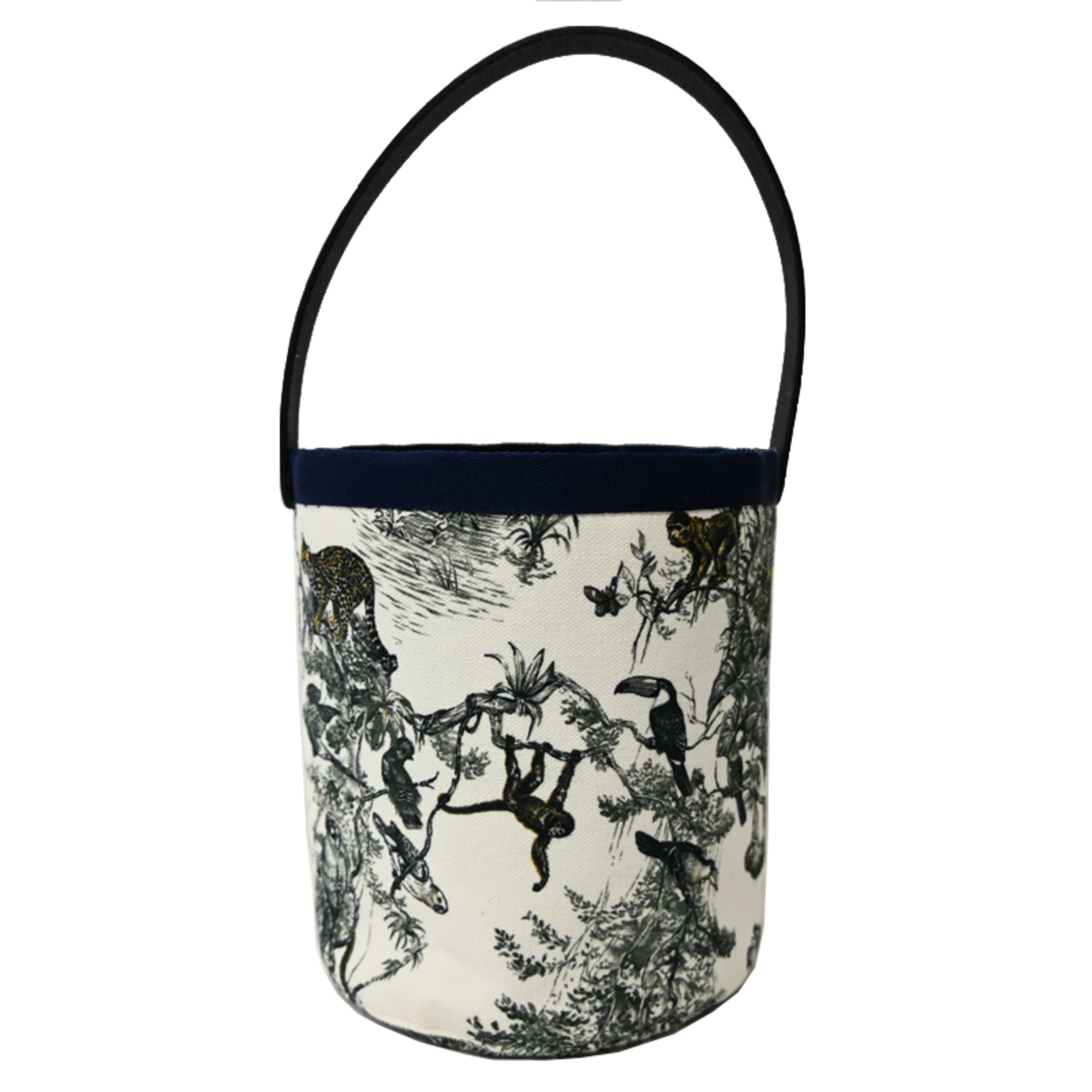 Hermes Black White Canvas Leather Handbag (Pre-Owned)