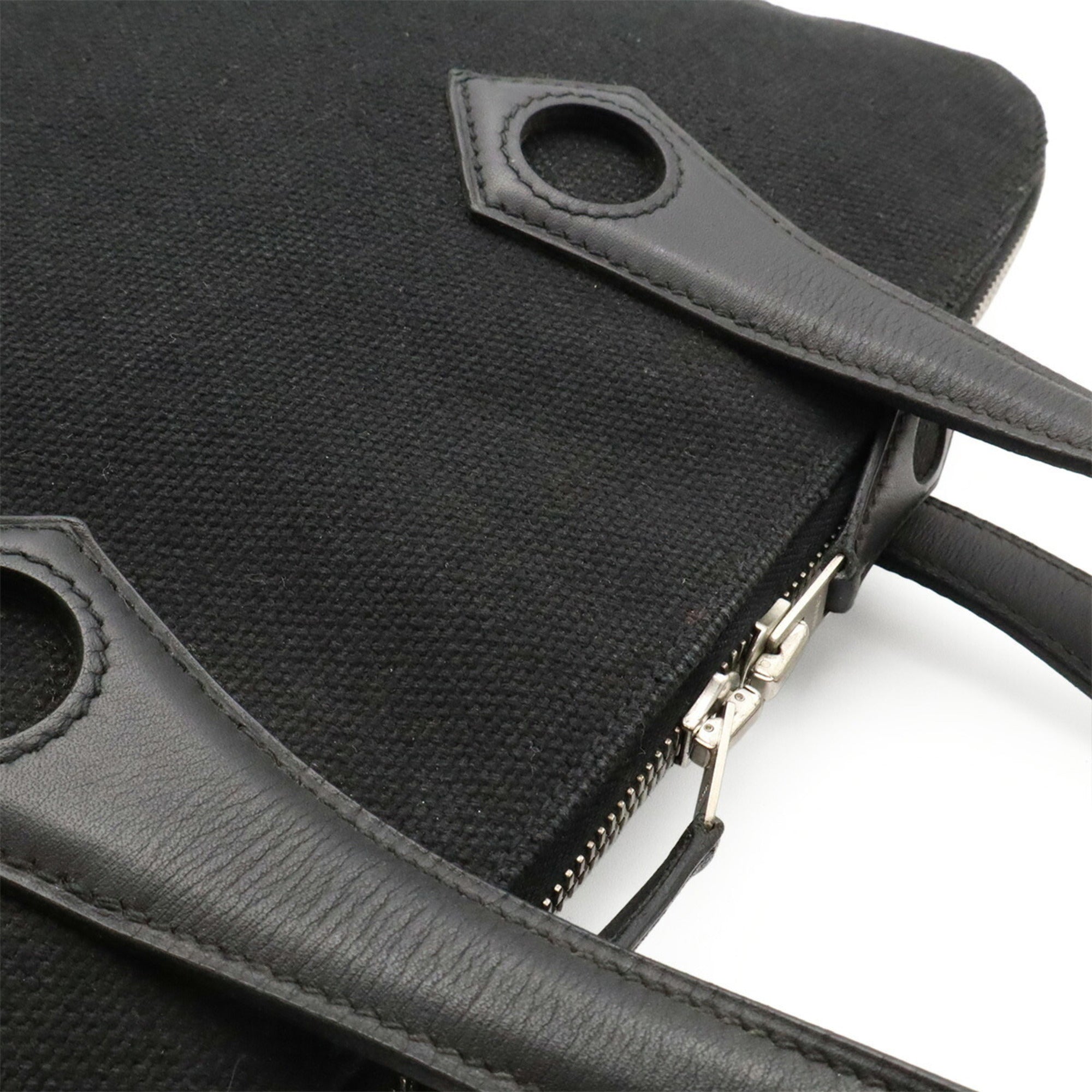 Hermes Black Canvas Handbag Tote Bag (Pre-Owned)