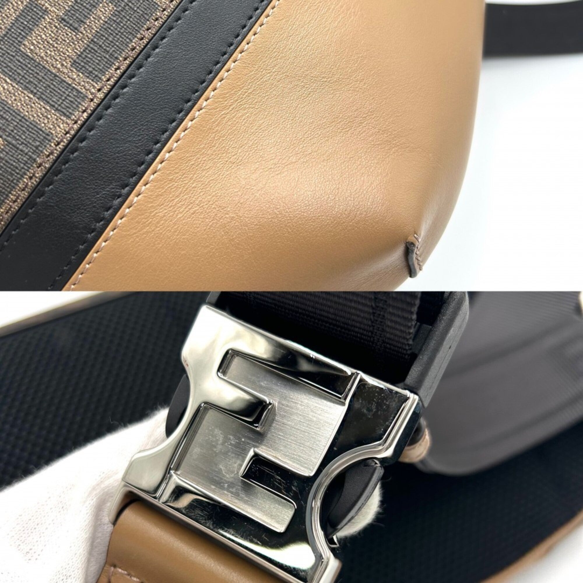 Fendi Zucca Brown Coated Canvas Leather Sling Bag (Pre-Owned)