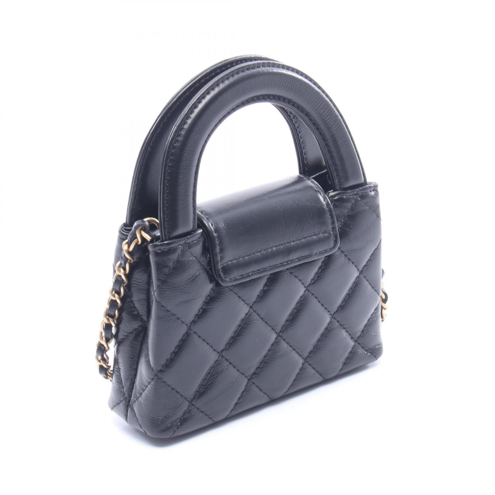 Chanel Black Leather Handbag Shoulder Bag (Pre-Owned)