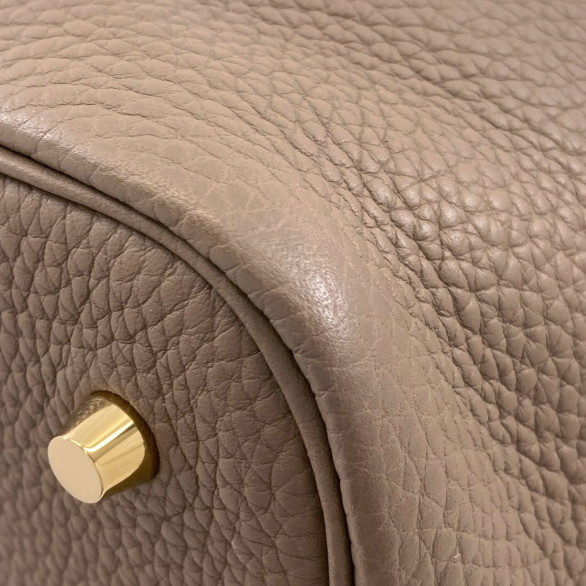 Hermes Grayish Taurillon Clemence Leather Handbag (Pre-Owned)