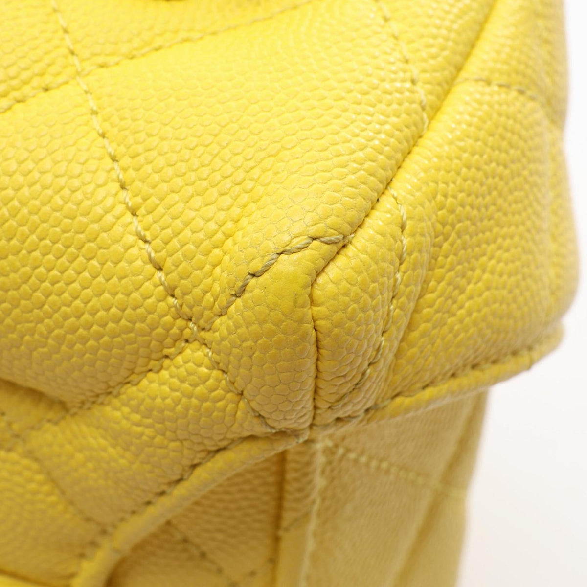 Chanel Matelasse Yellow Grained Calfskin Handbag Shoulder Bag Vanity Bag (Pre-Owned)