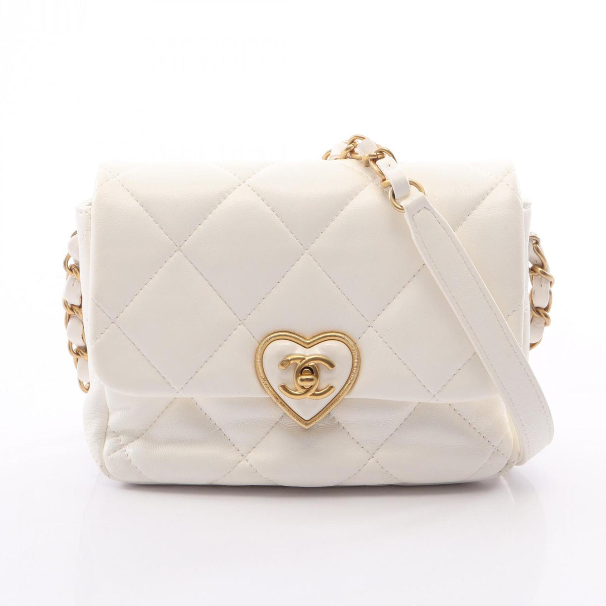 Chanel White Leather Handbag Shoulder Bag (Pre-Owned)