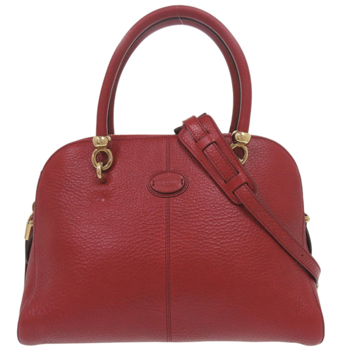 Tod's Red Color Leather Handbag Shoulder Bag (Pre-Owned)
