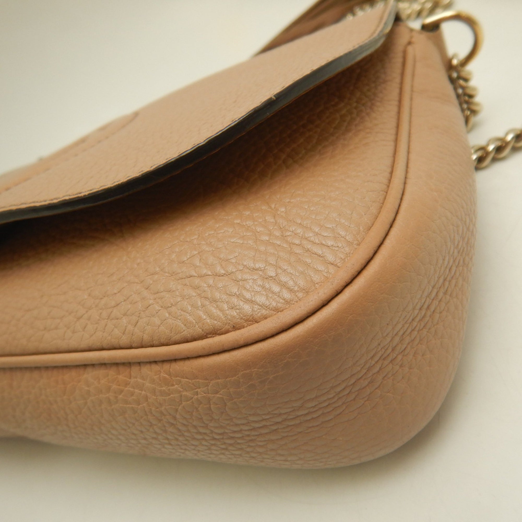 Gucci Pink Beige Leather Shoulder Bag (Pre-Owned)