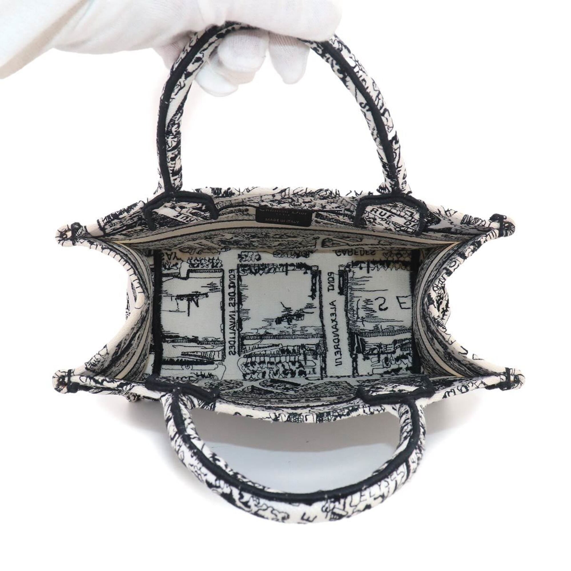 Christian Dior Black White Canvas Handbag Tote Bag (Pre-Owned)