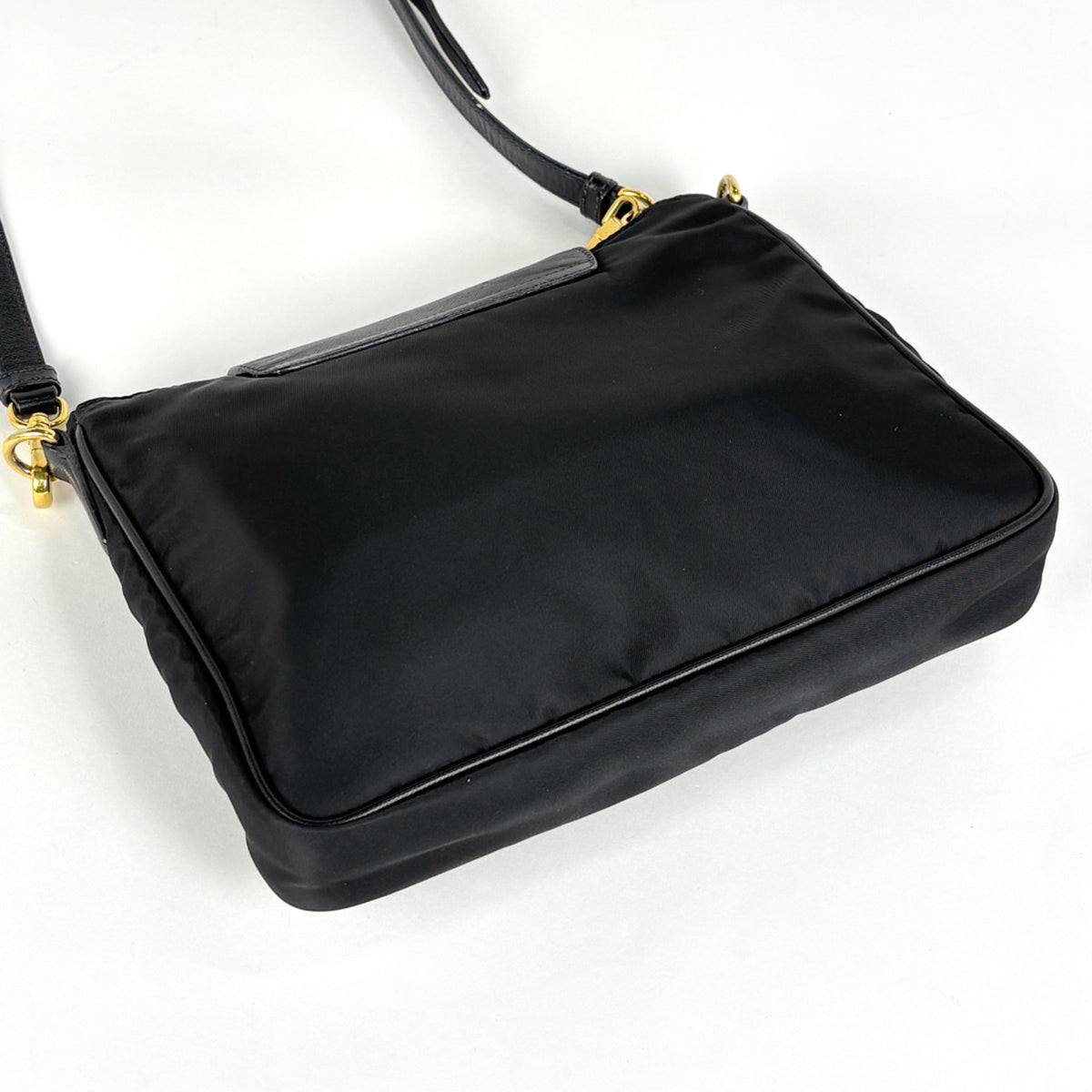 Prada Black Nero Nylon Leather Shoulder Bag (Pre-Owned)