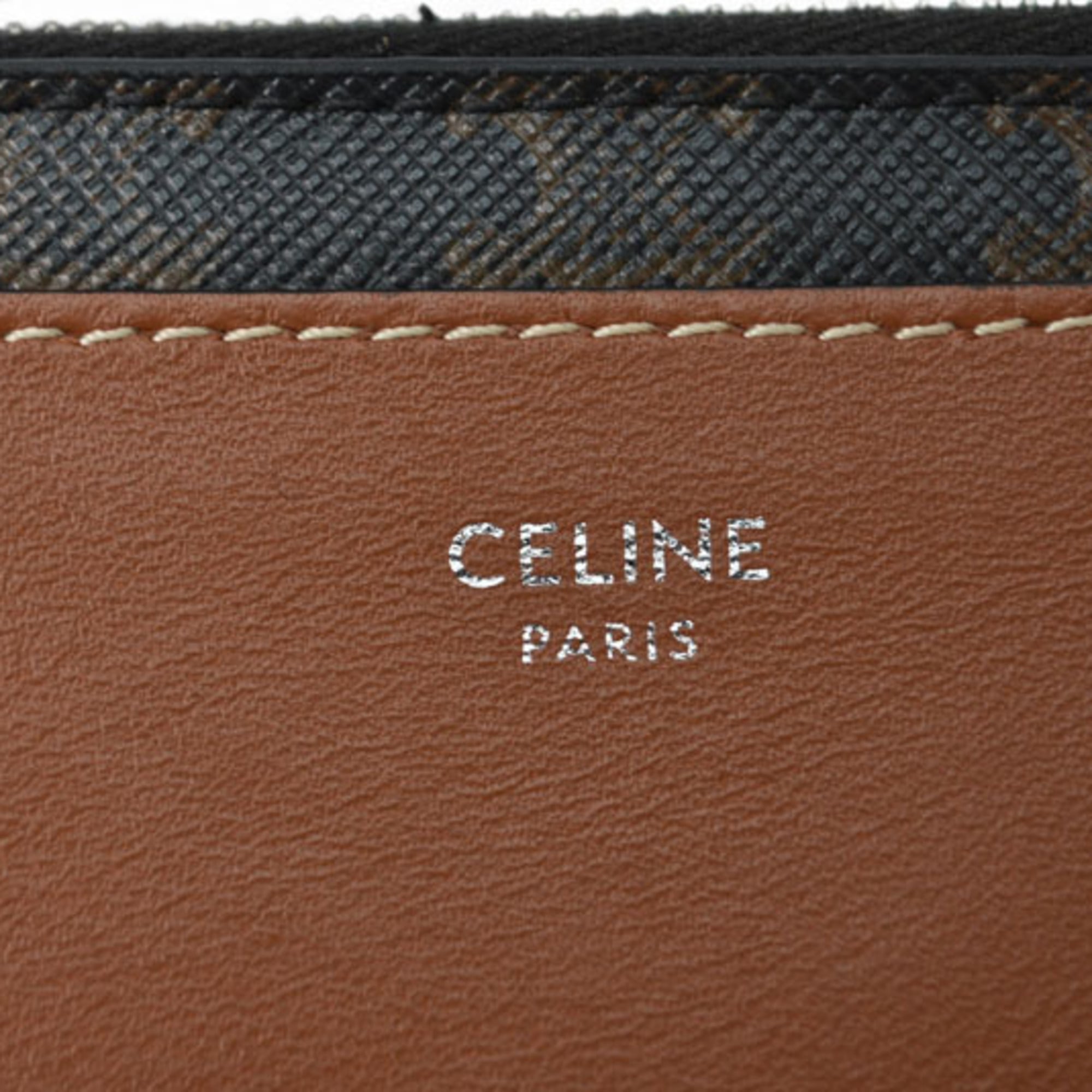 Celine Brown Leather Pvc Coated Canvas Coin Purse/Coin Case (Pre-Owned)