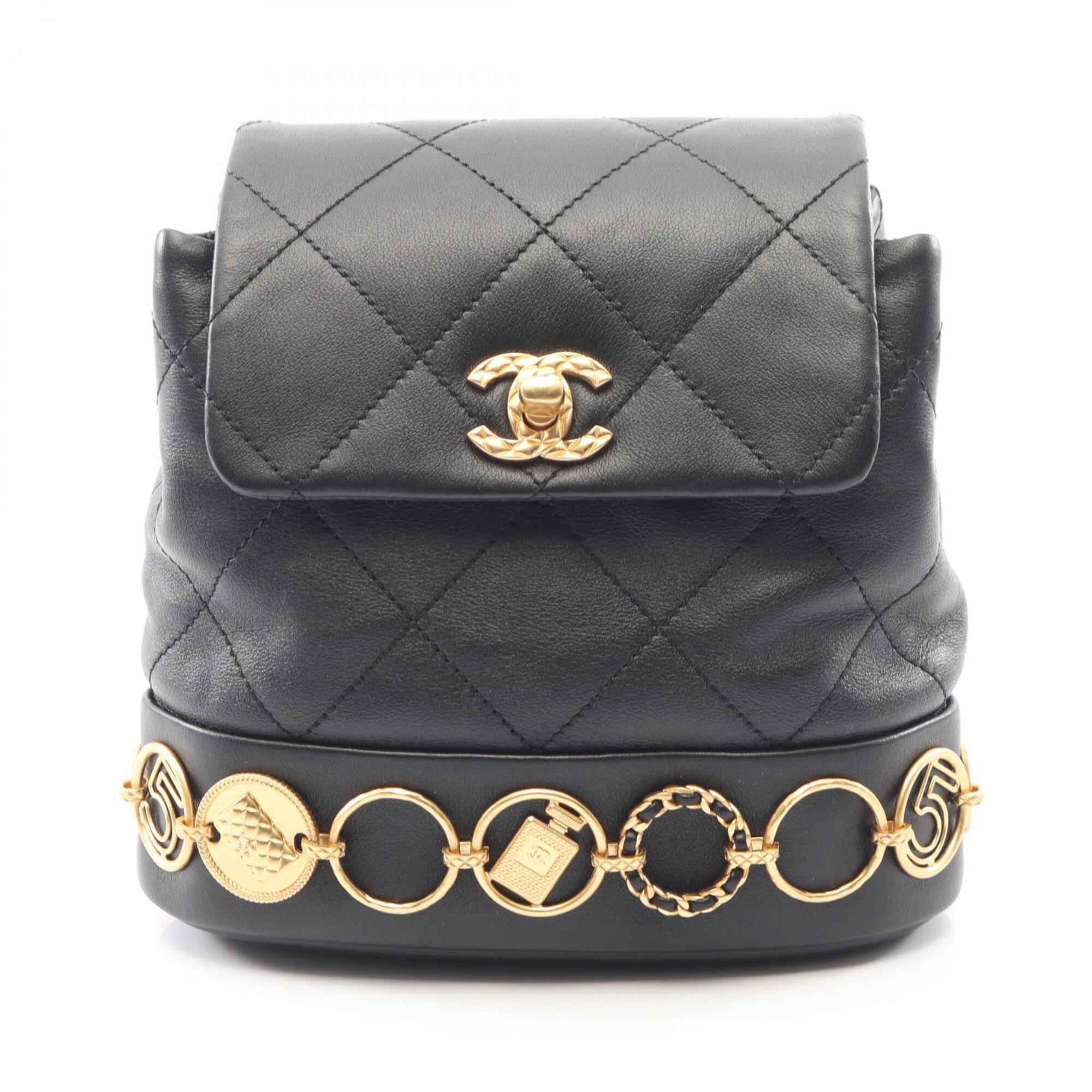 Chanel Black Leather Backpack Handbag (Pre-Owned)
