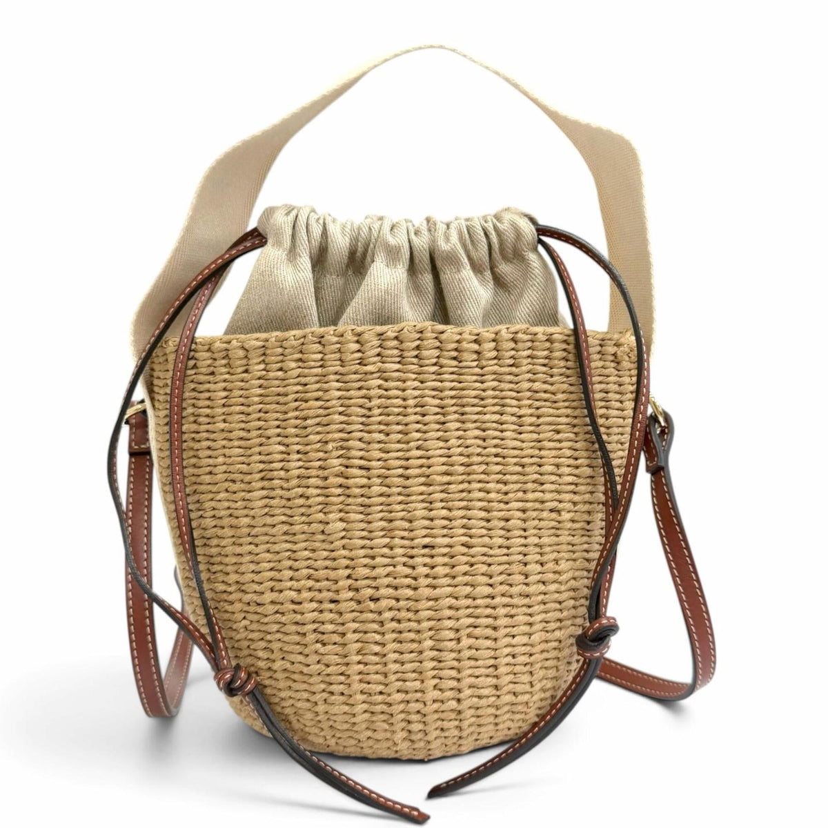Chloé Beige Paper Leather Basket Shoulder Bag (Pre-Owned)