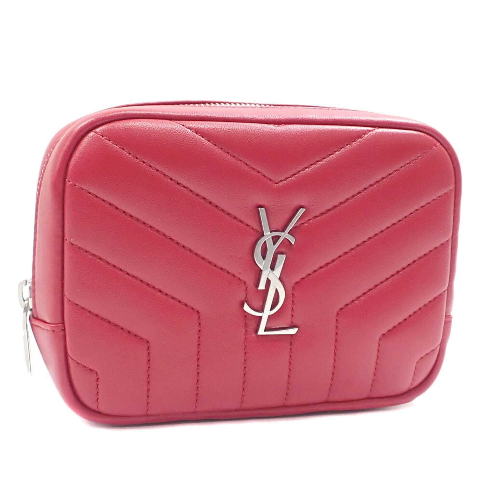 Saint Laurent Red Color Leather Pouch (Pre-Owned)