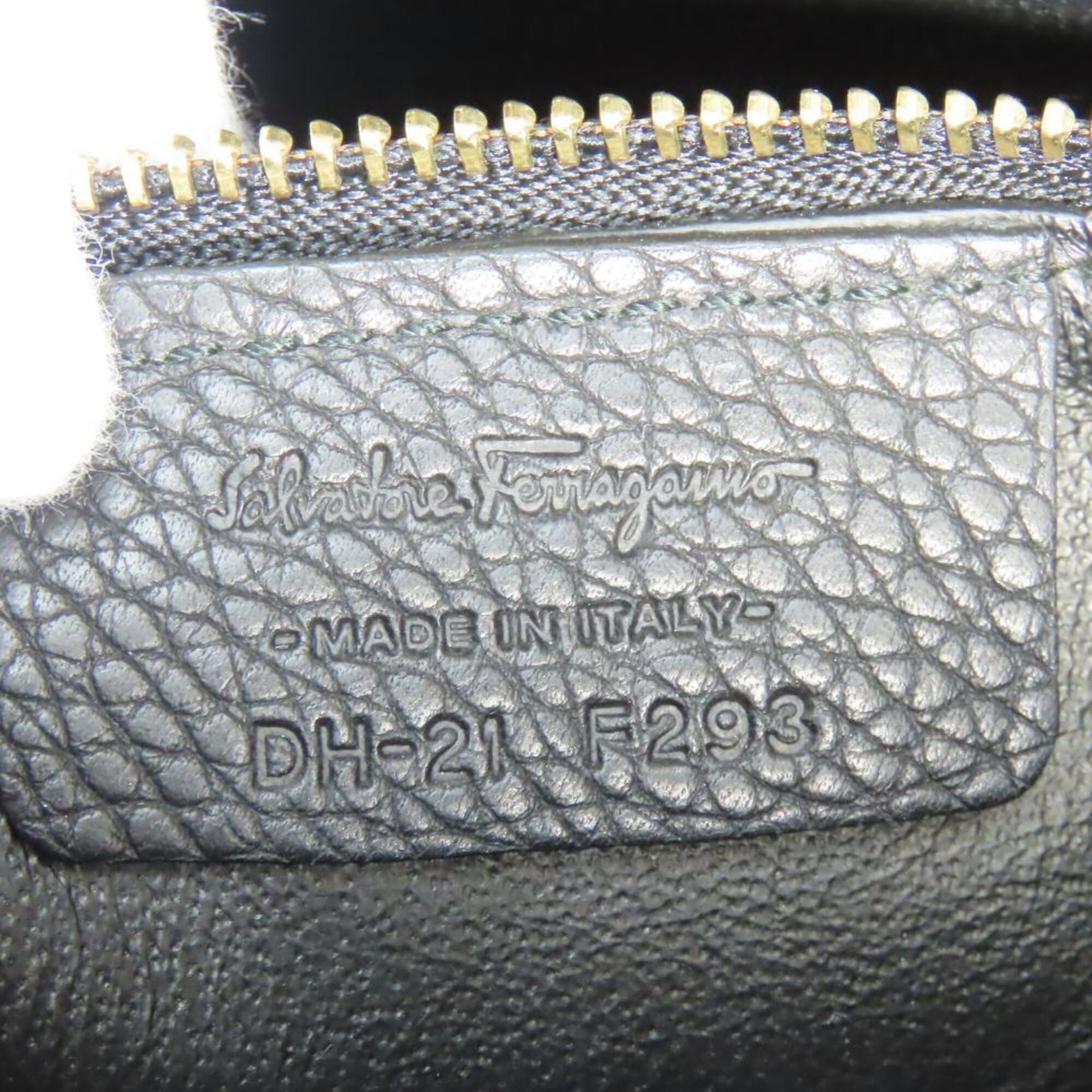 Salvatore Ferragamo Gancini Black Leather Handbag Shoulder Bag (Pre-Owned)