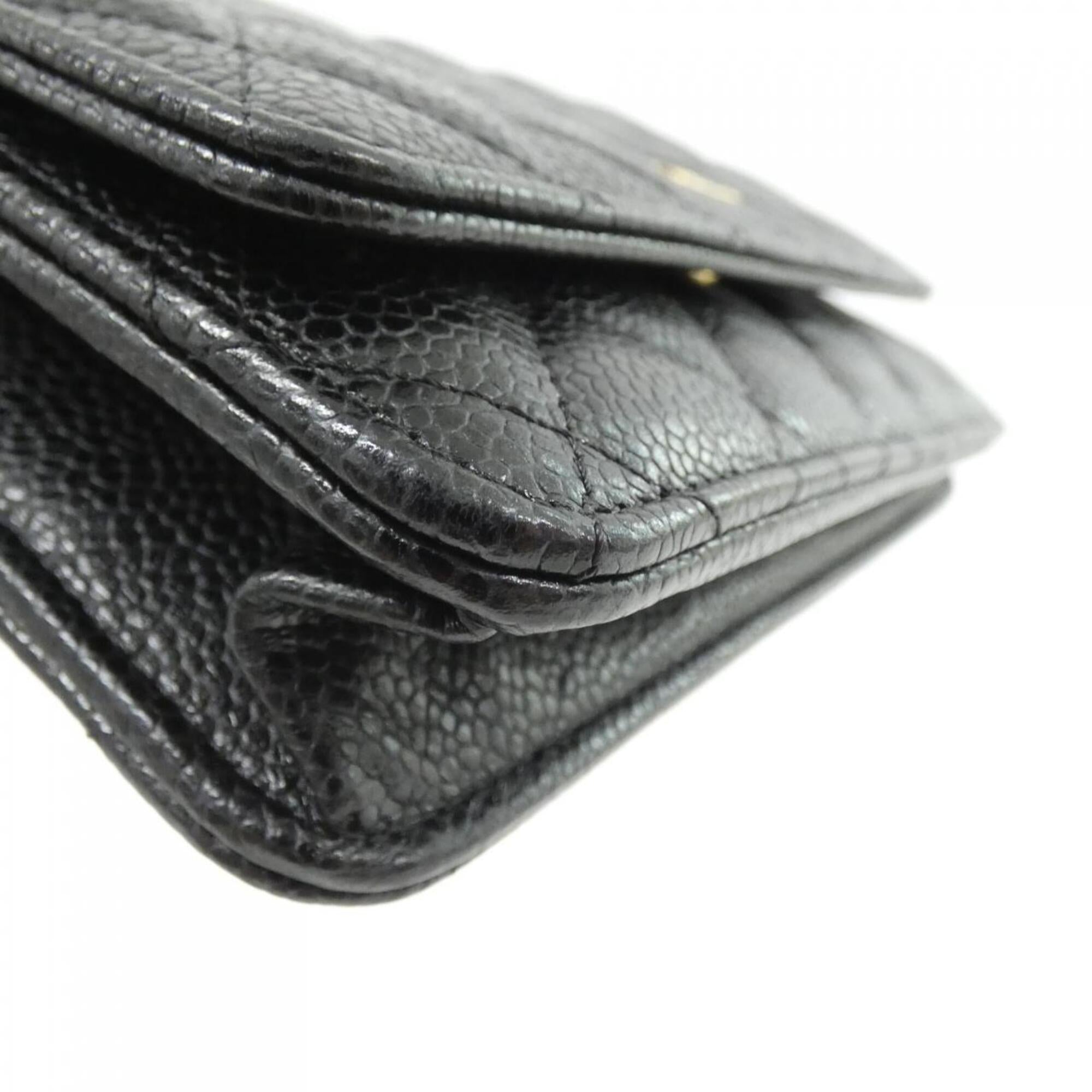 Chanel Black Bordeaux Grained Calfskin Chain/Shoulder Wallet (Pre-Owned)