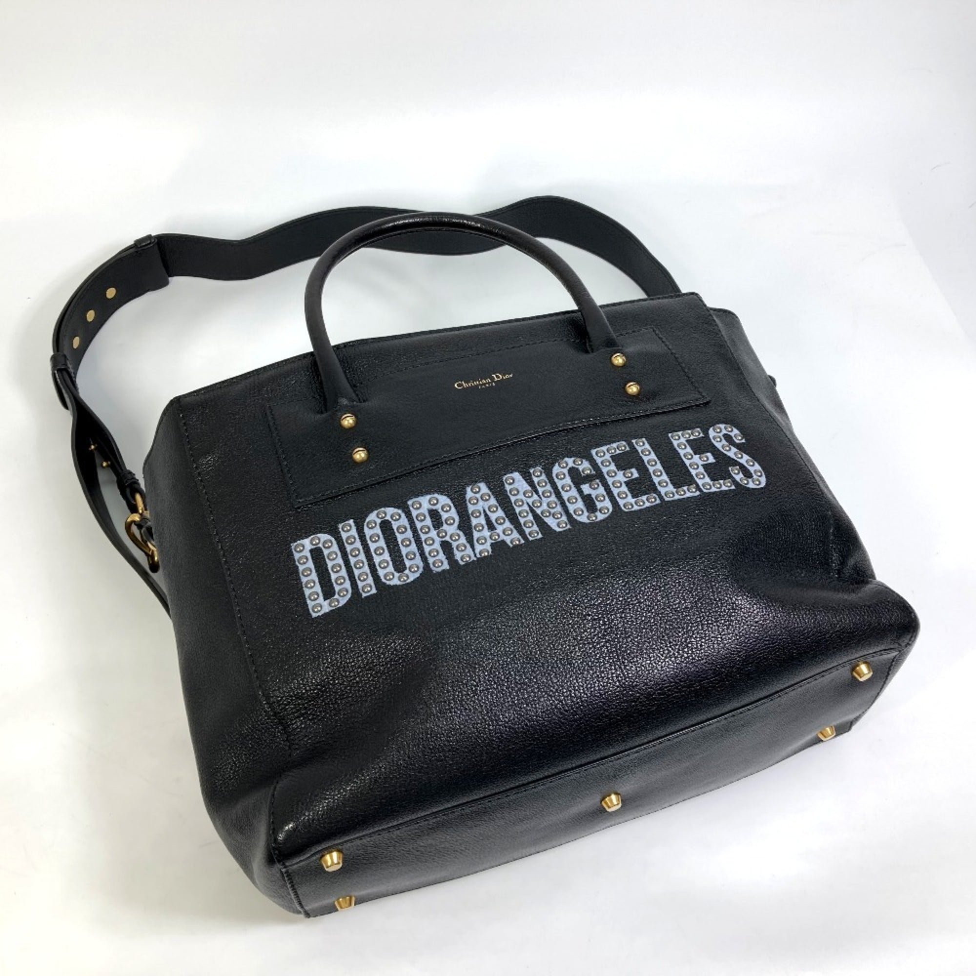 Christian Dior Black Leather Shoulder Bag Tote Bag (Pre-Owned)