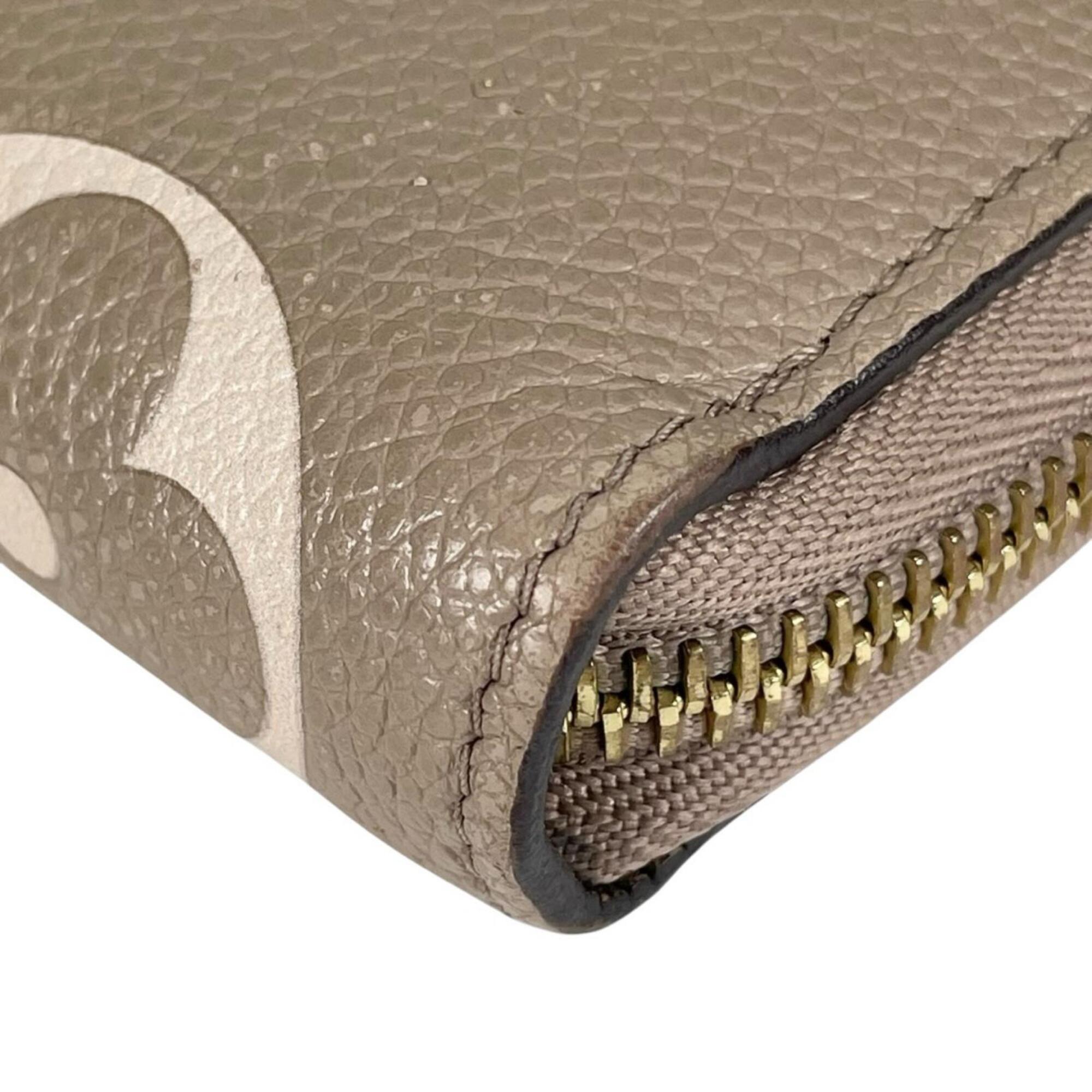 Louis Vuitton Monogram Beige Leather Long Wallet (Bi-Fold) (Pre-Owned)