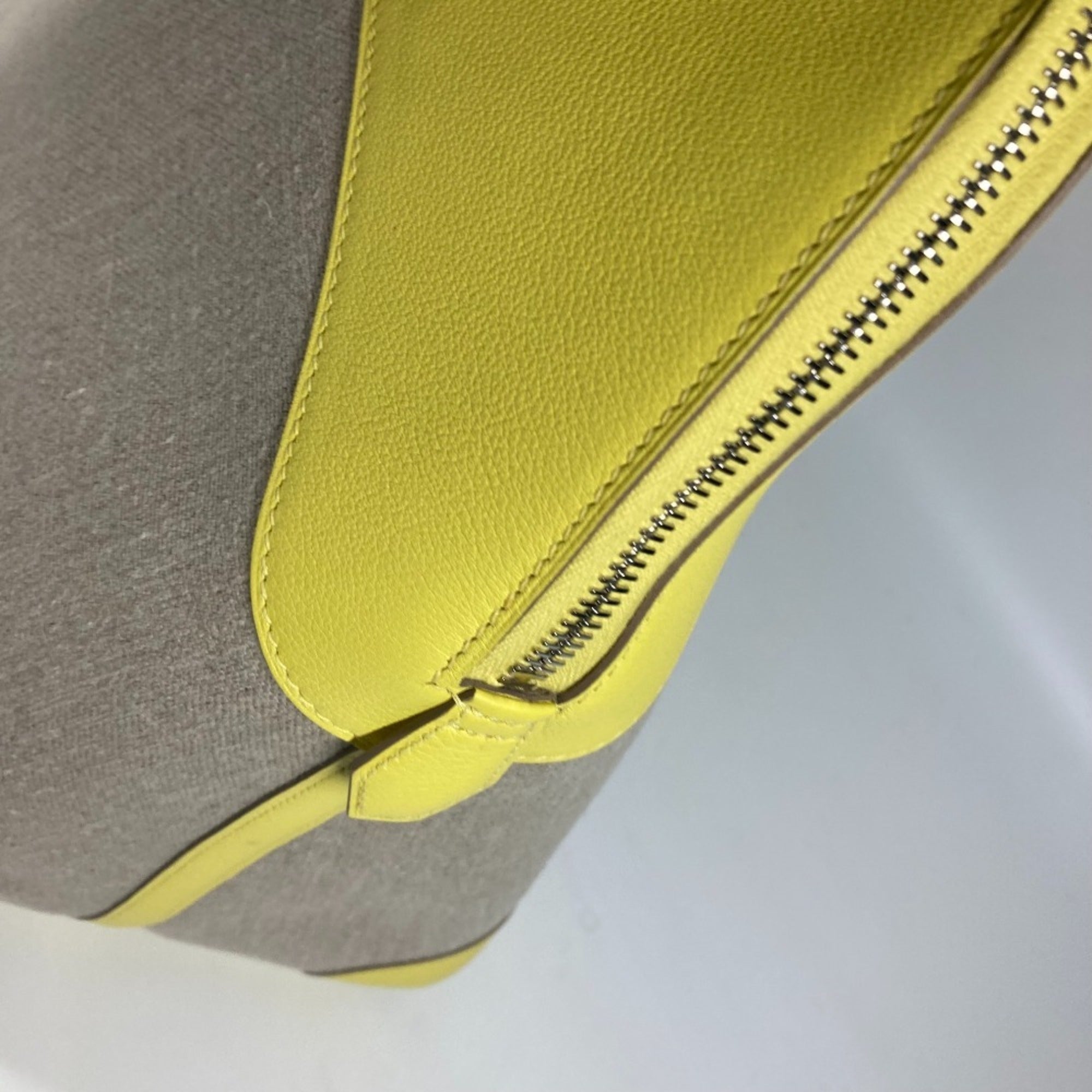 Hermes Beige Yellow Swift Leather Toile H Boston Bag Shoulder Bag Tote Bag (Pre-Owned)