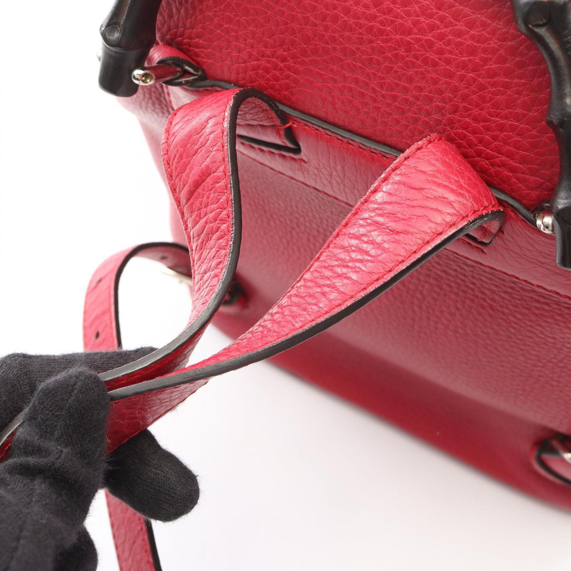Gucci Red Color Leather Backpack (Pre-Owned)