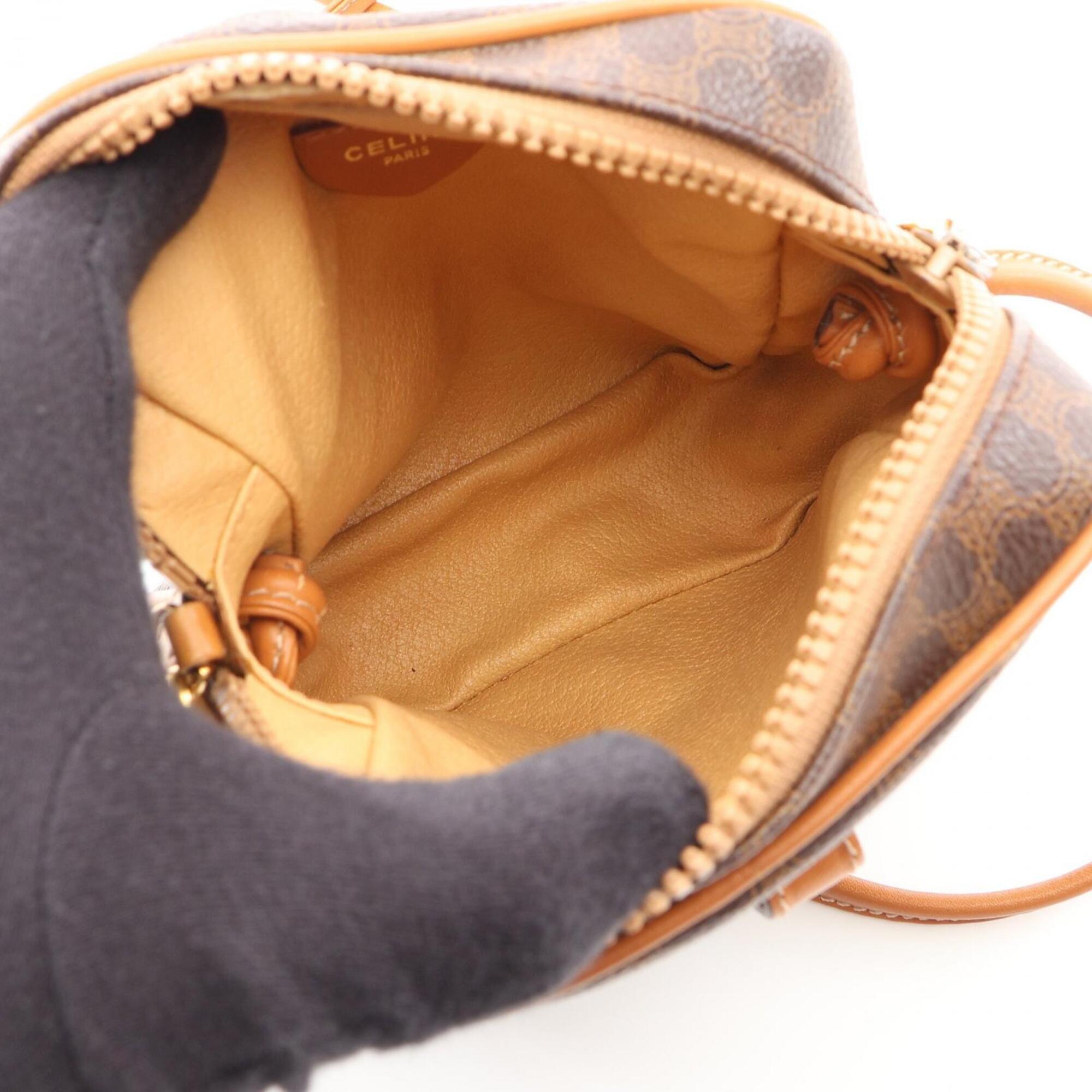 Celine Brown Coated Canvas Leather Handbag Shoulder Bag (Pre-Owned)