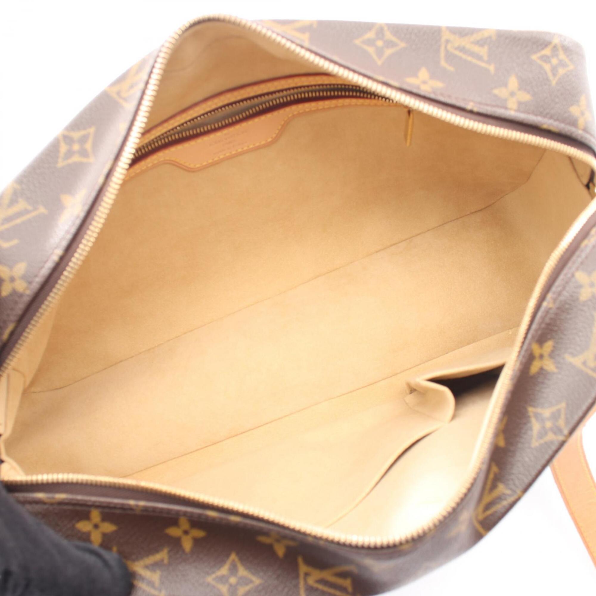 Louis Vuitton Brown Coated Canvas Leather Handbag Shoulder Bag (Pre-Owned)