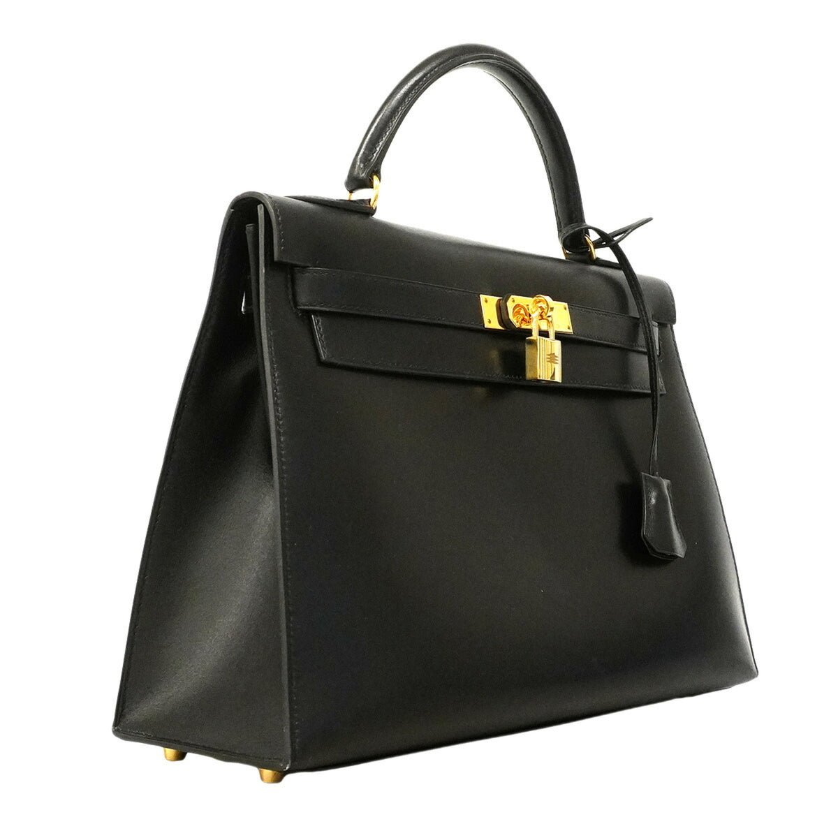 Hermes Black Box Calf Leather Handbag (Pre-Owned)