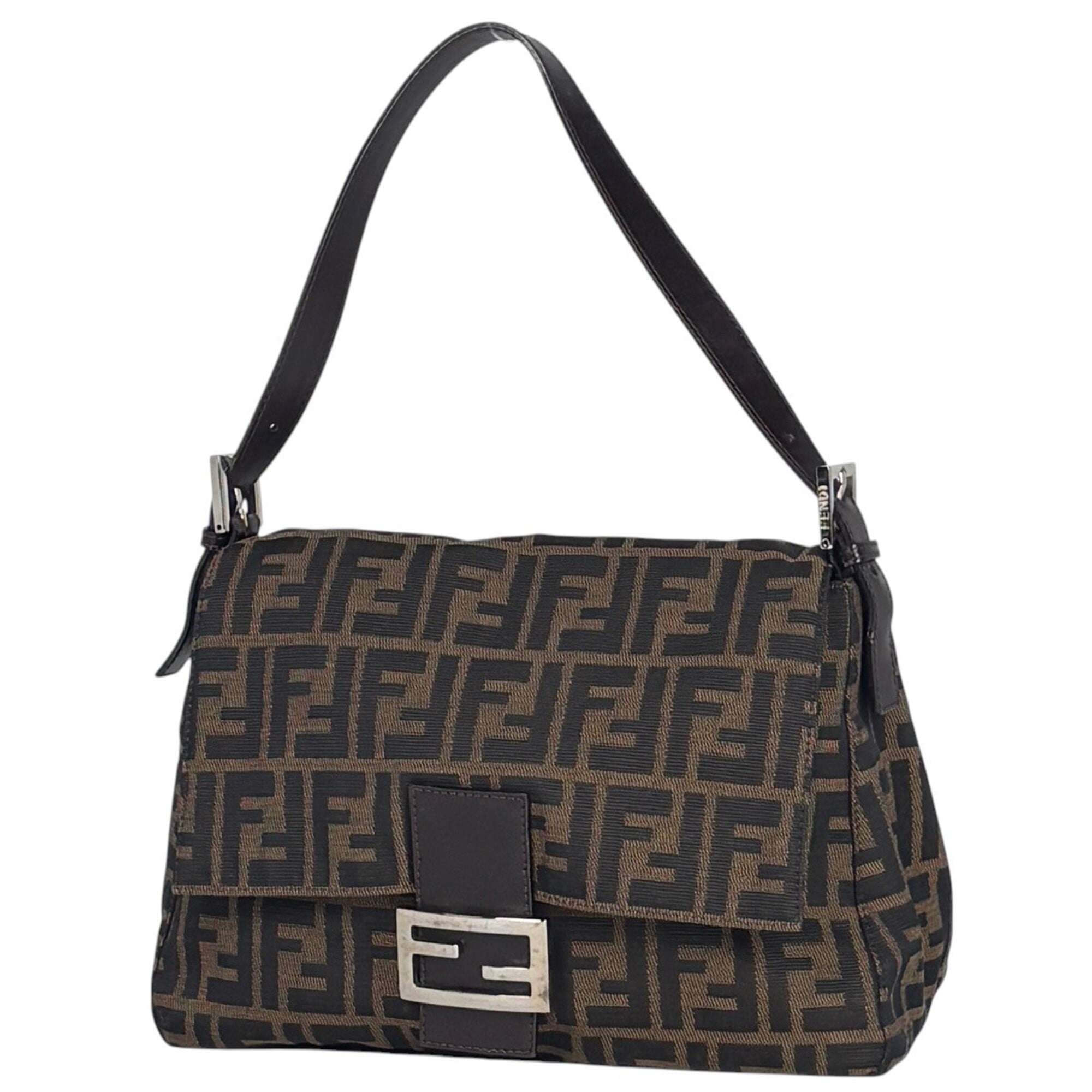 Fendi Brown Canvas Leather Shoulder Bag (Pre-Owned)