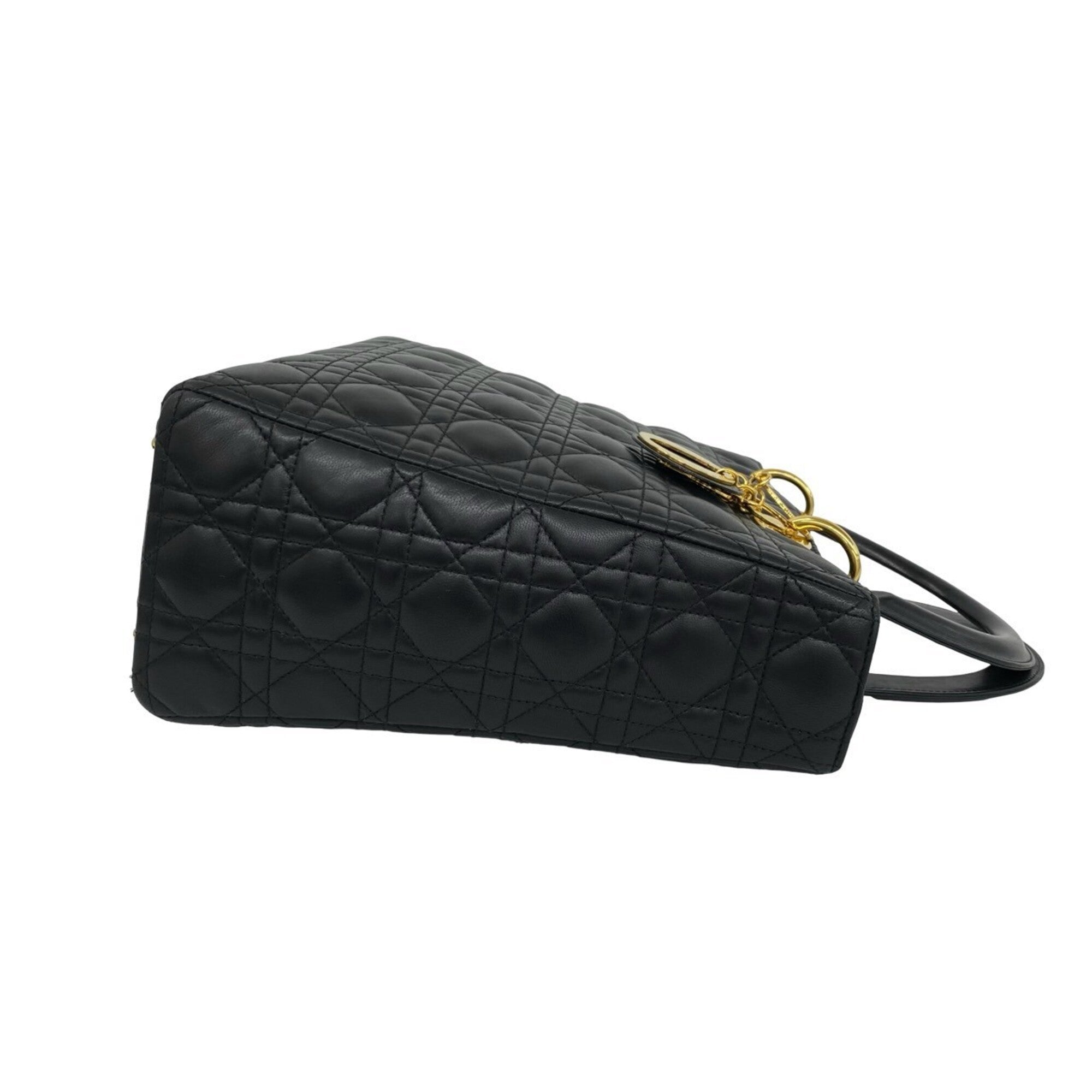 Christian Dior Black Leather Handbag Tote Bag (Pre-Owned)
