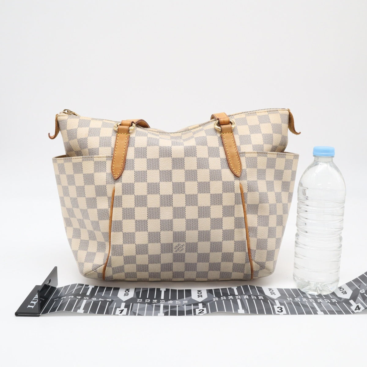 Louis Vuitton Azur Beige Brown Leather Coated Canvas Handbag (Pre-Owned)