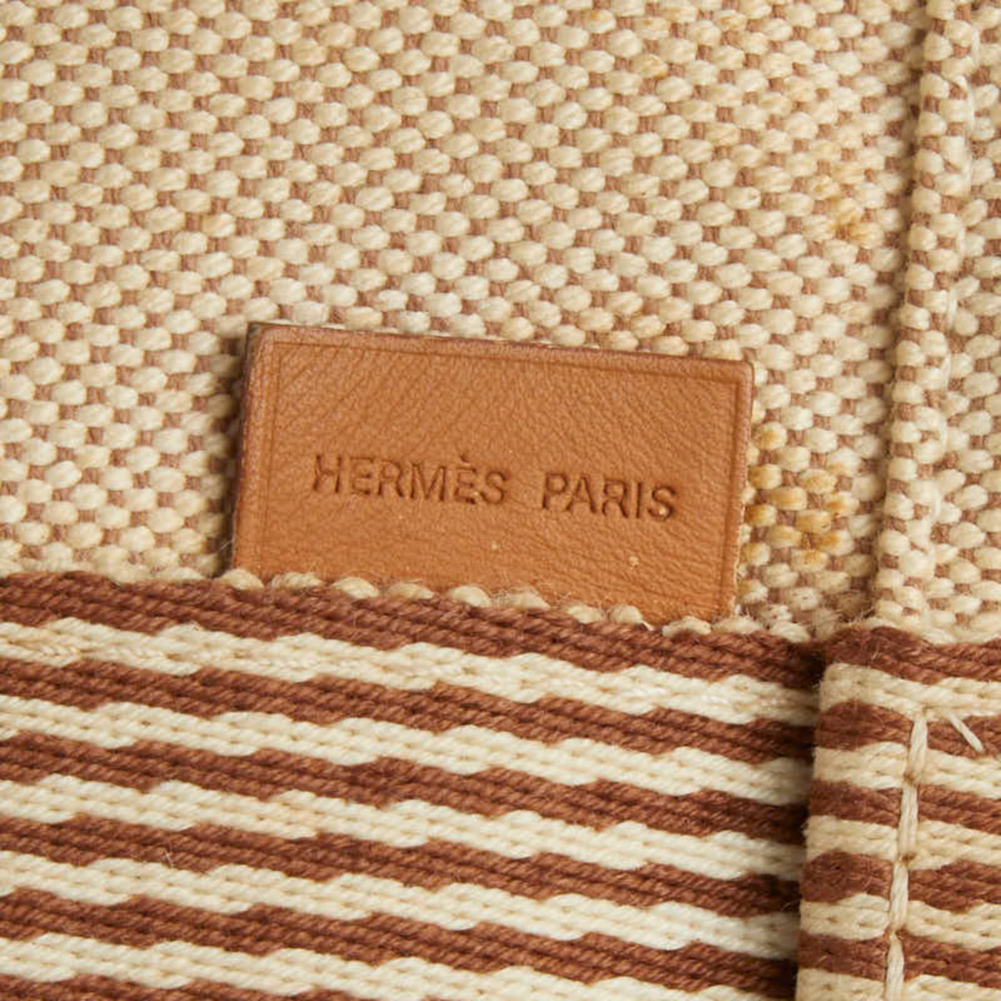 Hermes Beige Brown Canvas Tote Bag (Pre-Owned)