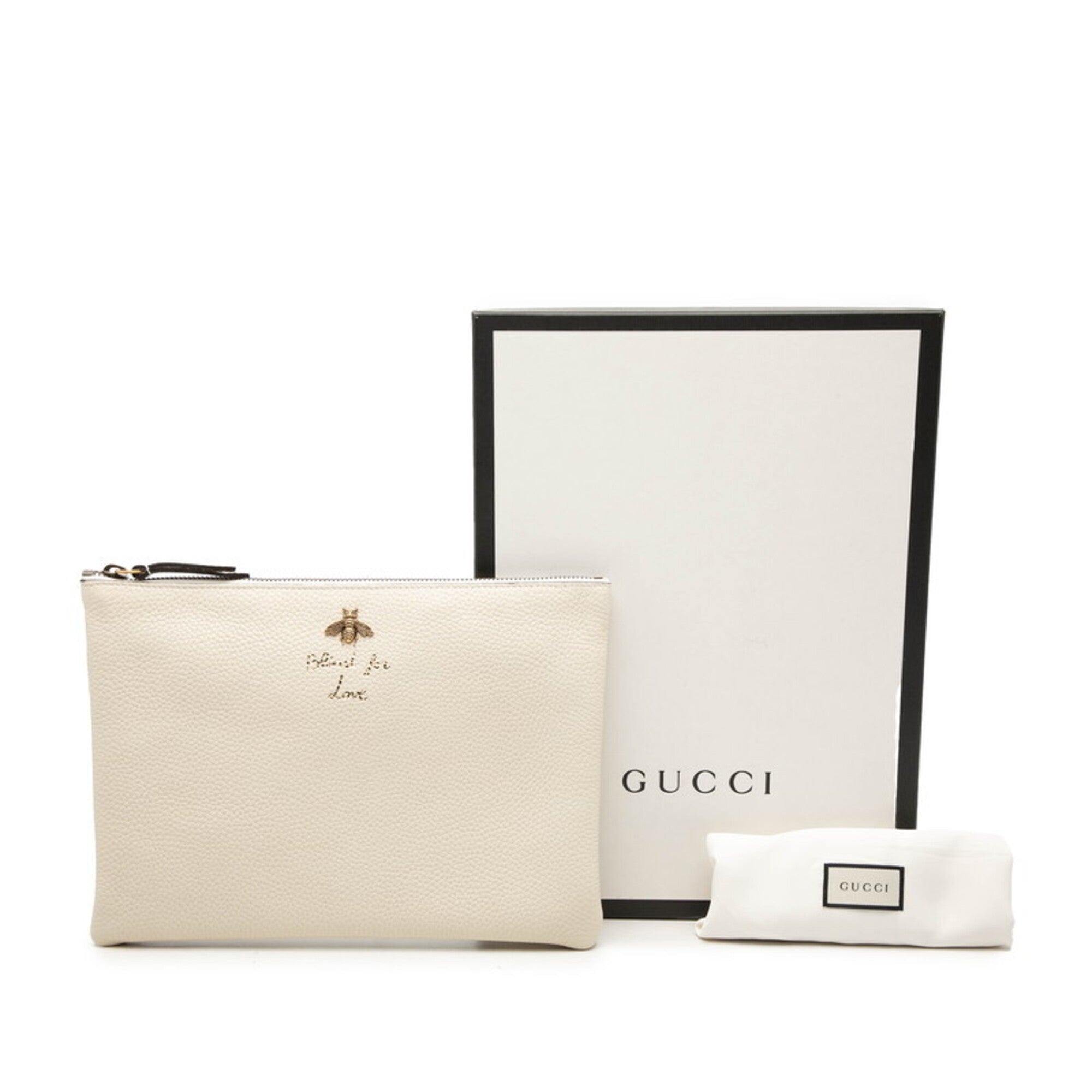 Gucci Ivory Leather Clutch Bag (Pre-Owned)