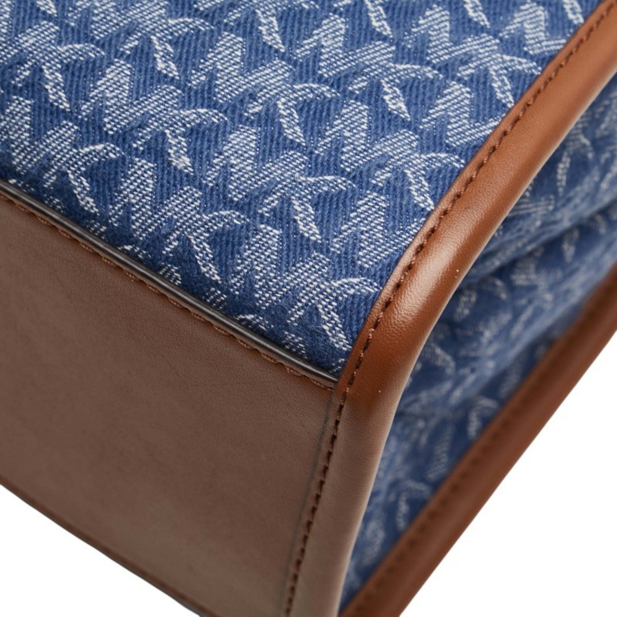 Michael Kors Blue Brown Canvas Leather Shoulder Bag Tote Bag (Pre-Owned)