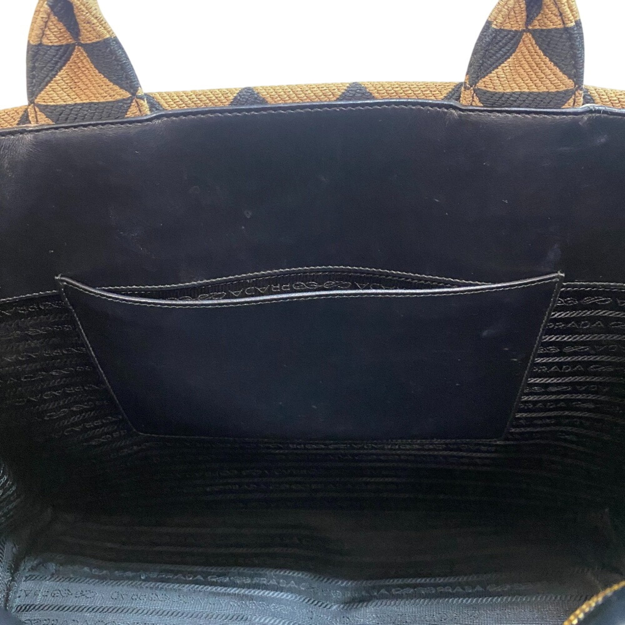Prada Beige Black Leather Handbag (Pre-Owned)