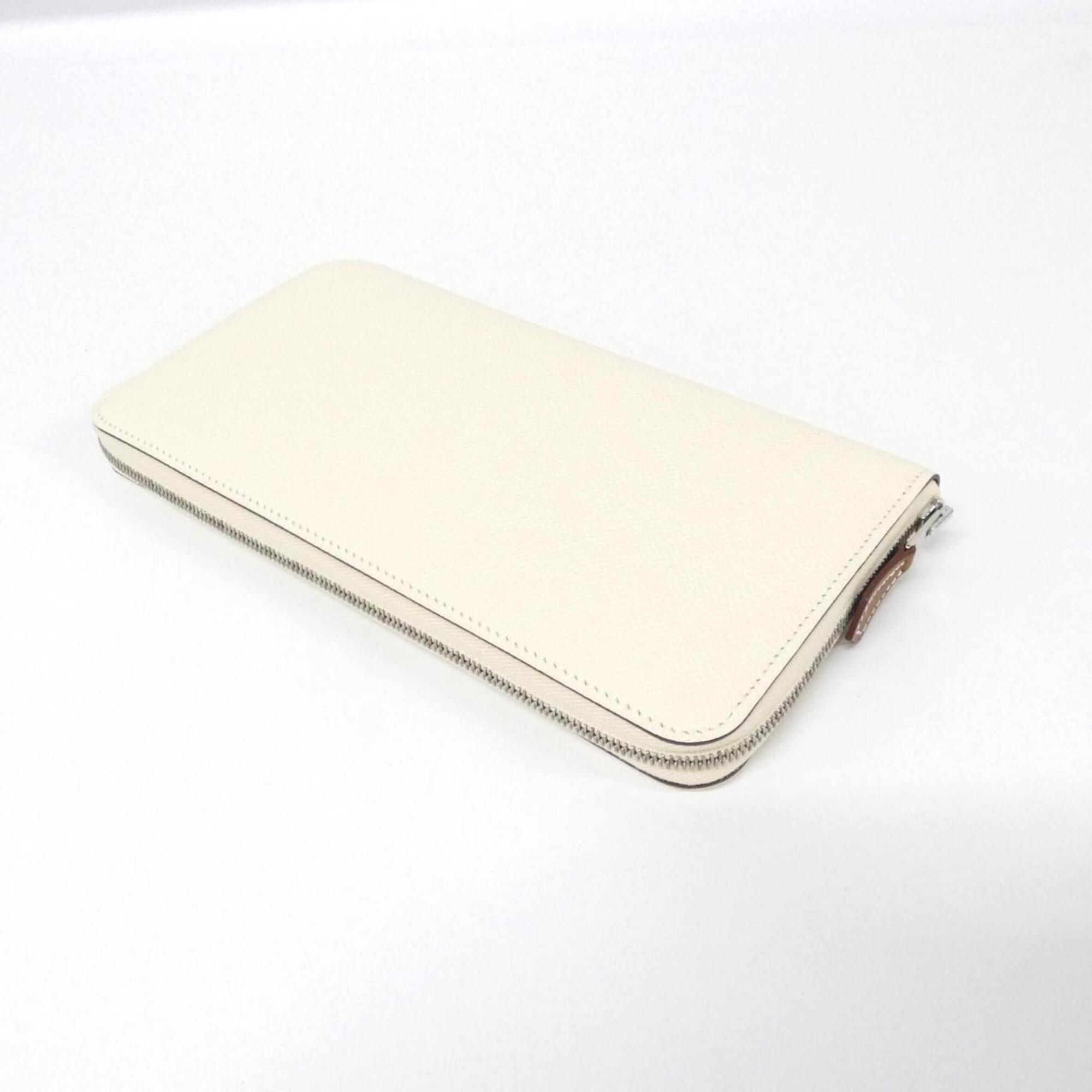 Hermes White Silk Epsom Leather Long Wallet (Bi-Fold) (Pre-Owned)