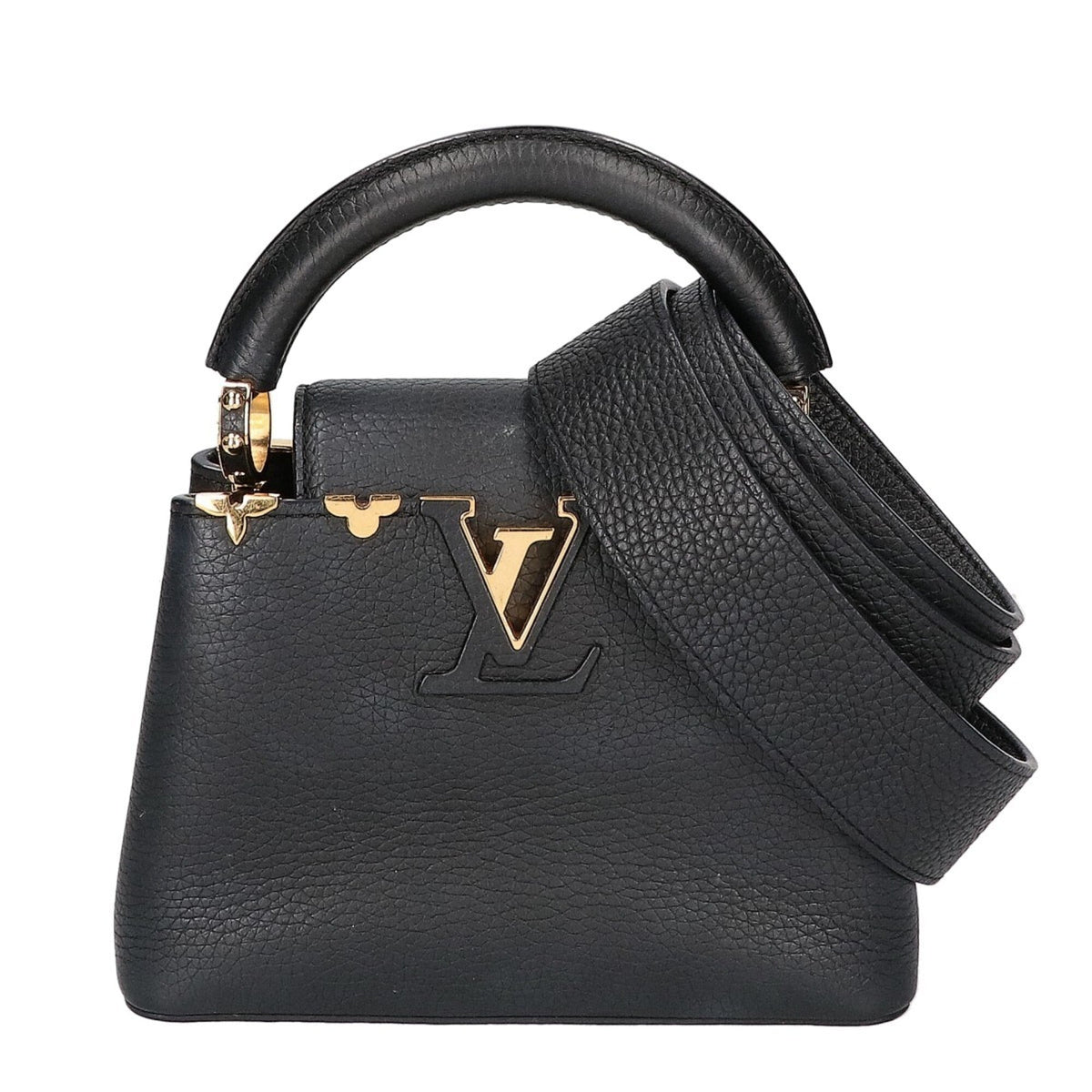 Louis Vuitton Black Leather Handbag Shoulder Bag (Pre-Owned)