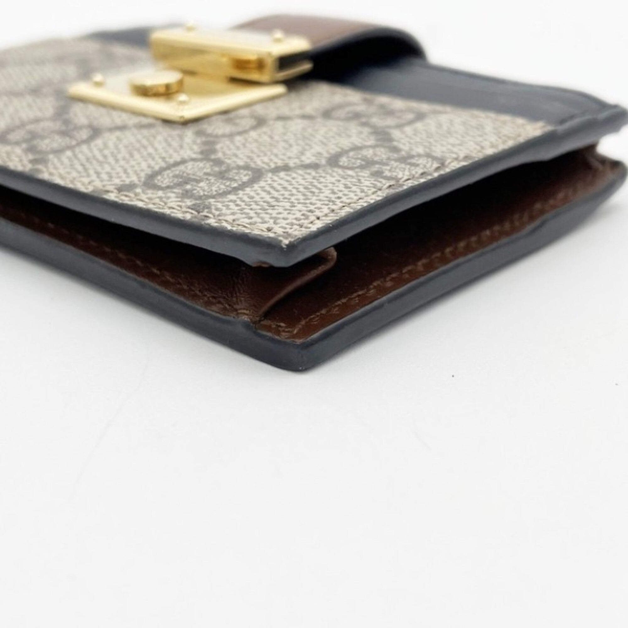 Gucci Beige Black Brown Pvc Leather Long Wallet (Bi-Fold) (Pre-Owned)