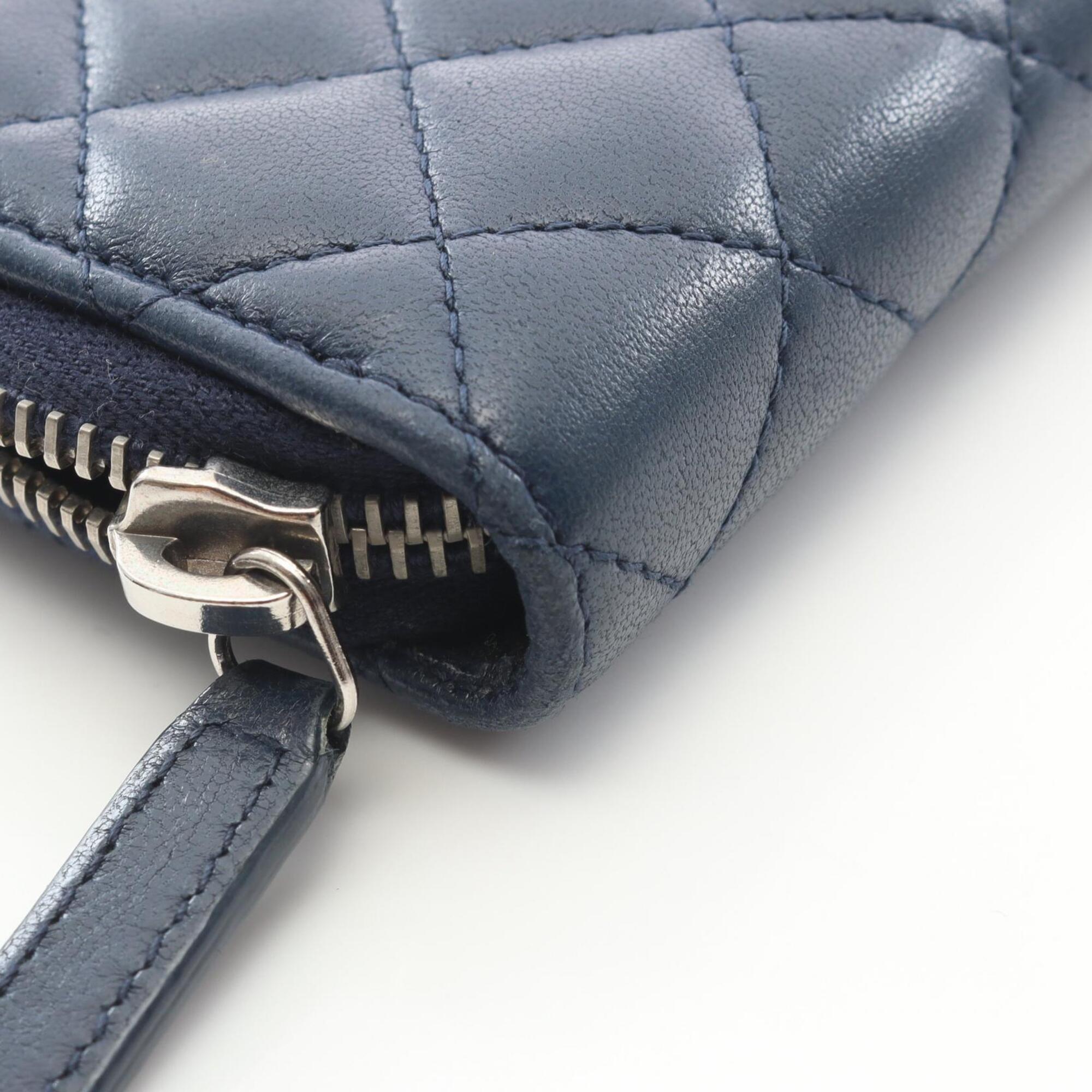 Chanel Navy Leather Coin Purse/Coin Case (Pre-Owned)