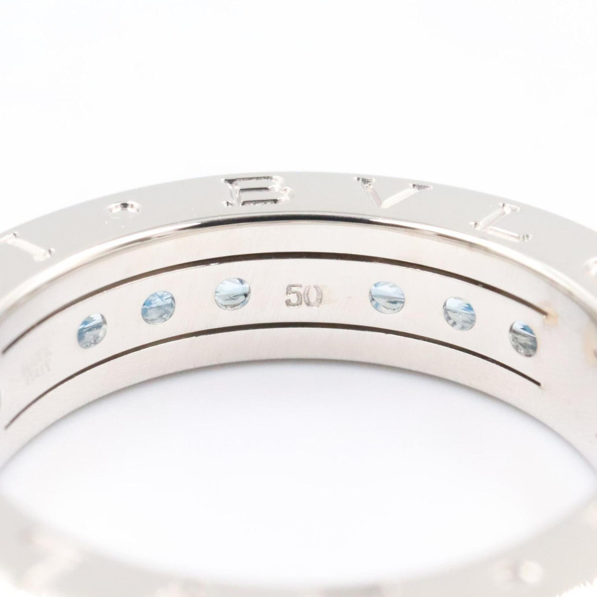 Bvlgari Silver Blue White Gold (18K) Band Ring (Pre-Owned)