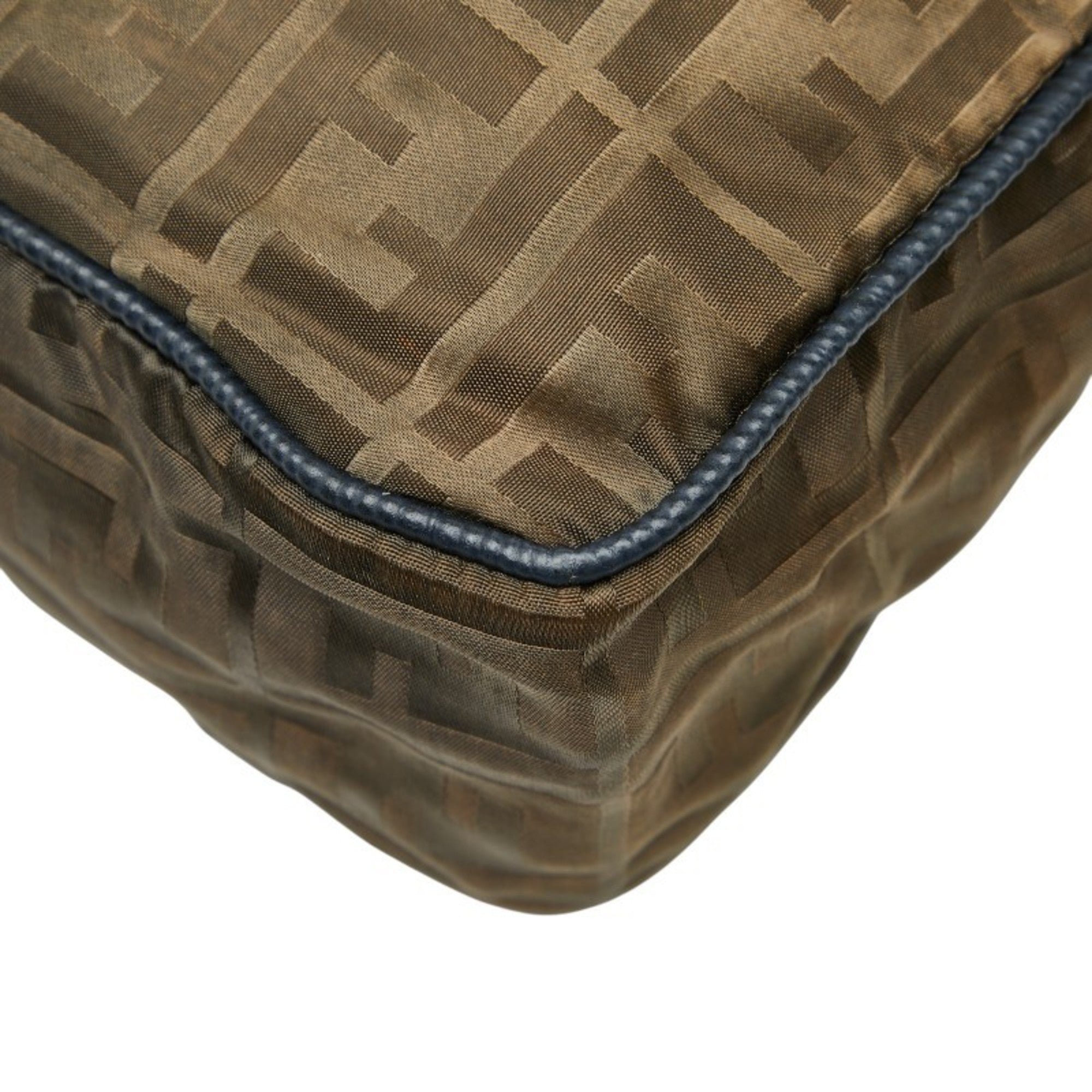 Fendi Green Khaki Navy Nylon Leather Handbag Shoulder Bag (Pre-Owned)