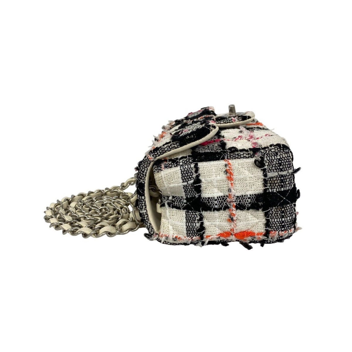 Chanel Black Orange Pink White Tweed Leather Shoulder Bag (Pre-Owned)