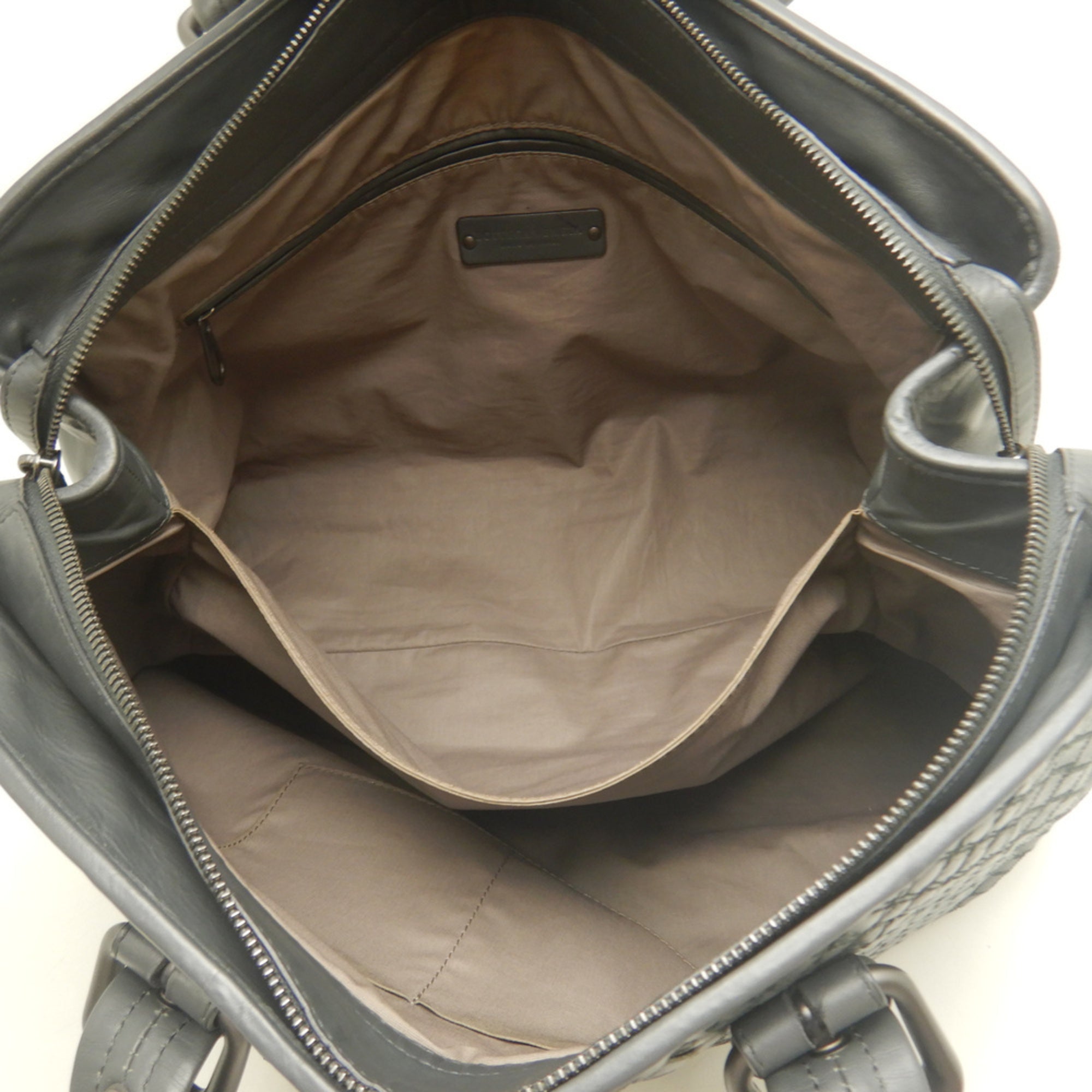Bottega Veneta Intreccio Gray Intrecciato Tote Bag (Pre-Owned)