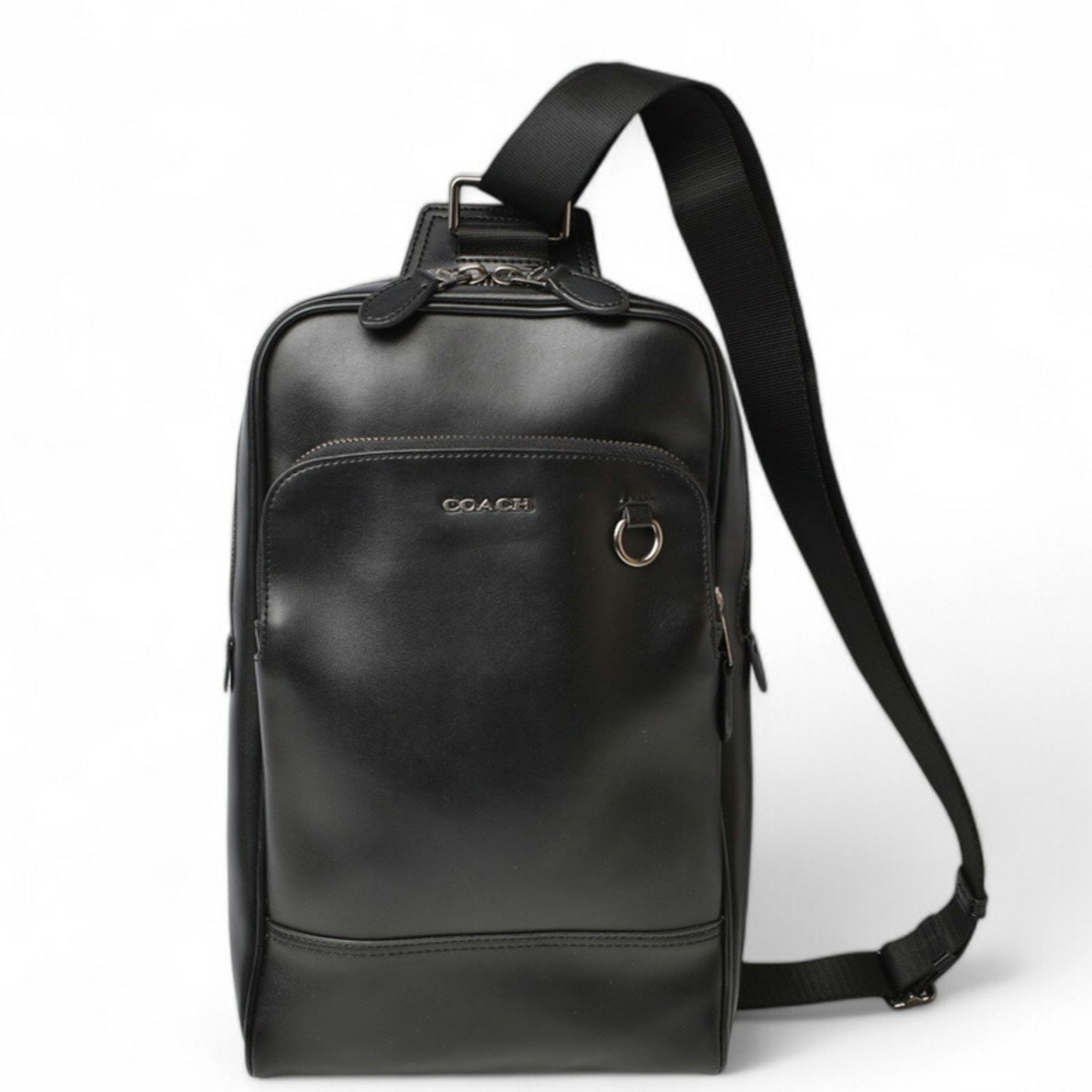 Coach Black Leather Shoulder Bag Sling Bag (Pre-Owned)