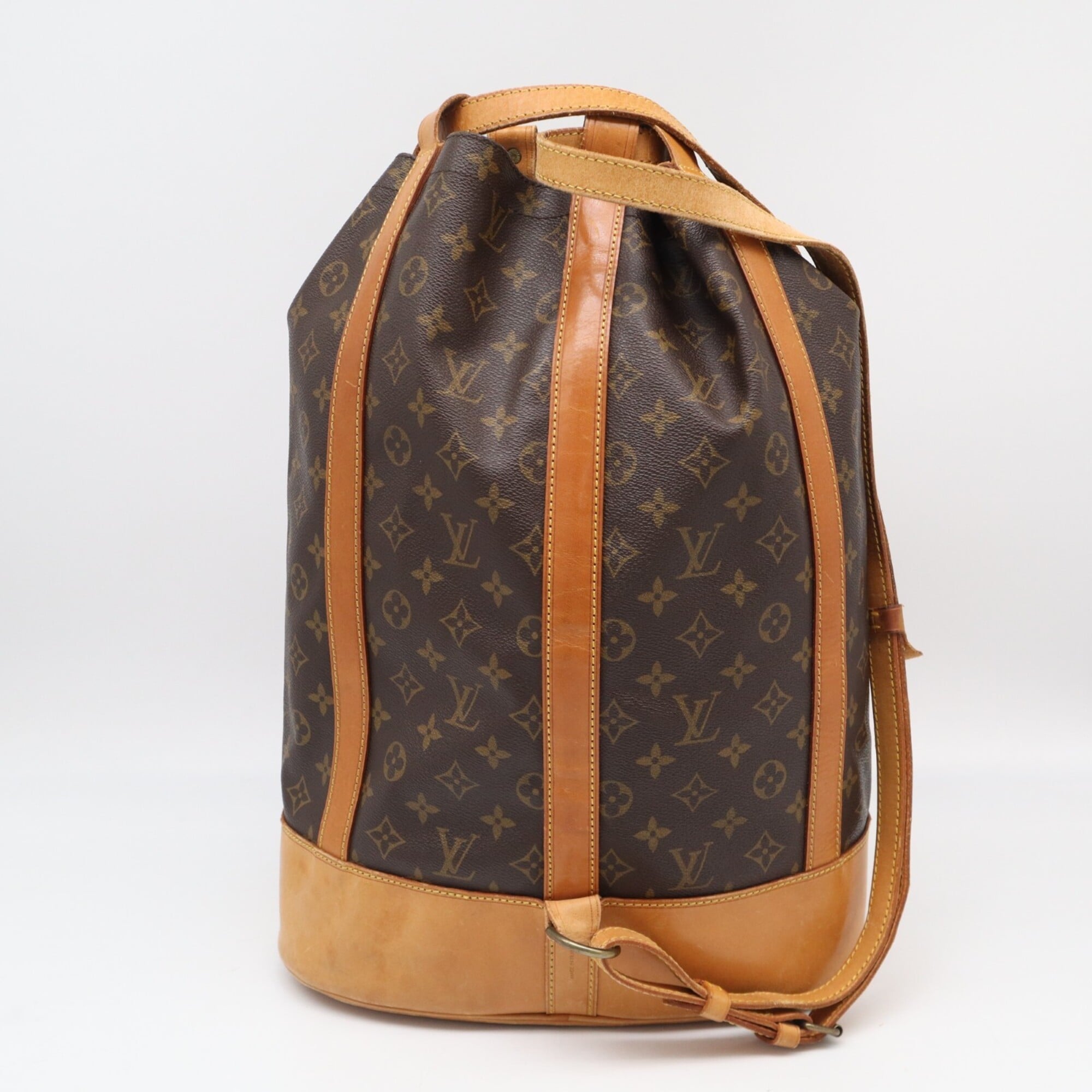 Louis Vuitton Beige Brown Coated Canvas Leather Pouch Shoulder Bag (Pre-Owned)