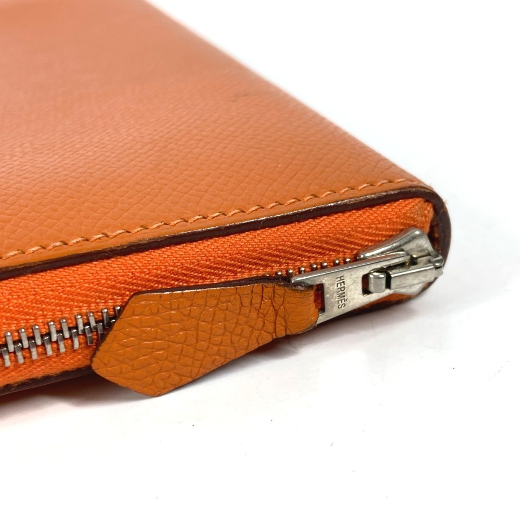Hermes Orange Leather Long Wallet (Bi-Fold) (Pre-Owned)
